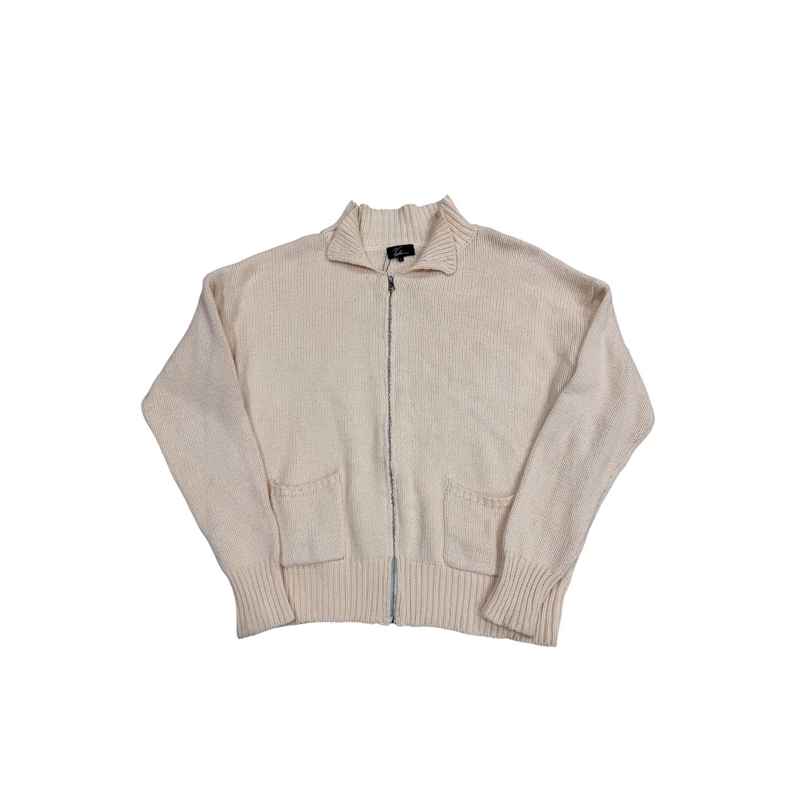 Vale Vale Cream Knit Zip Up Sweater Size US L / EU 52-54 / 3 - 2 Thumbnail