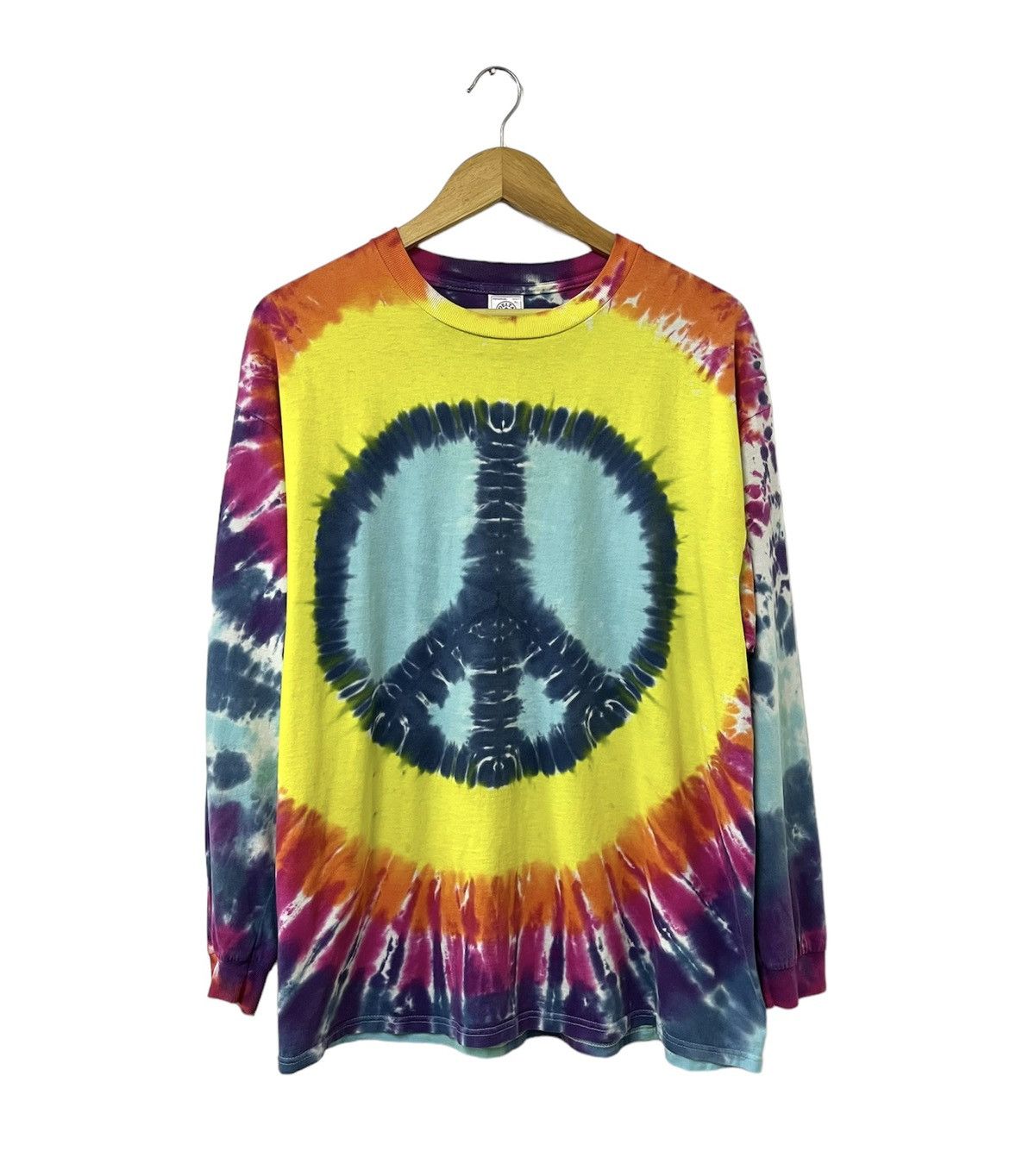 Vintage VINTAGE 00s PEACE SIGN HIPPIE TIE DYE JOHN LENNON SHIRT Size US XL / EU 56 / 4 - 1 Thumbnail