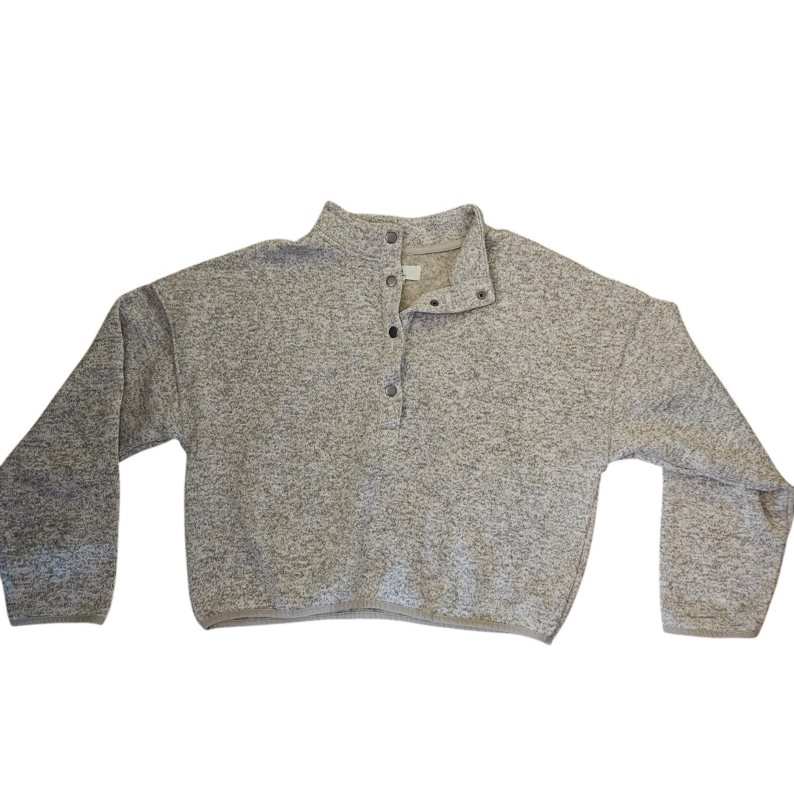 Designer Thread + Supply Cozy Gray Cropped Pullover - X-Large Size XL / US 12-14 / IT 48-50 - 1 Thumbnail