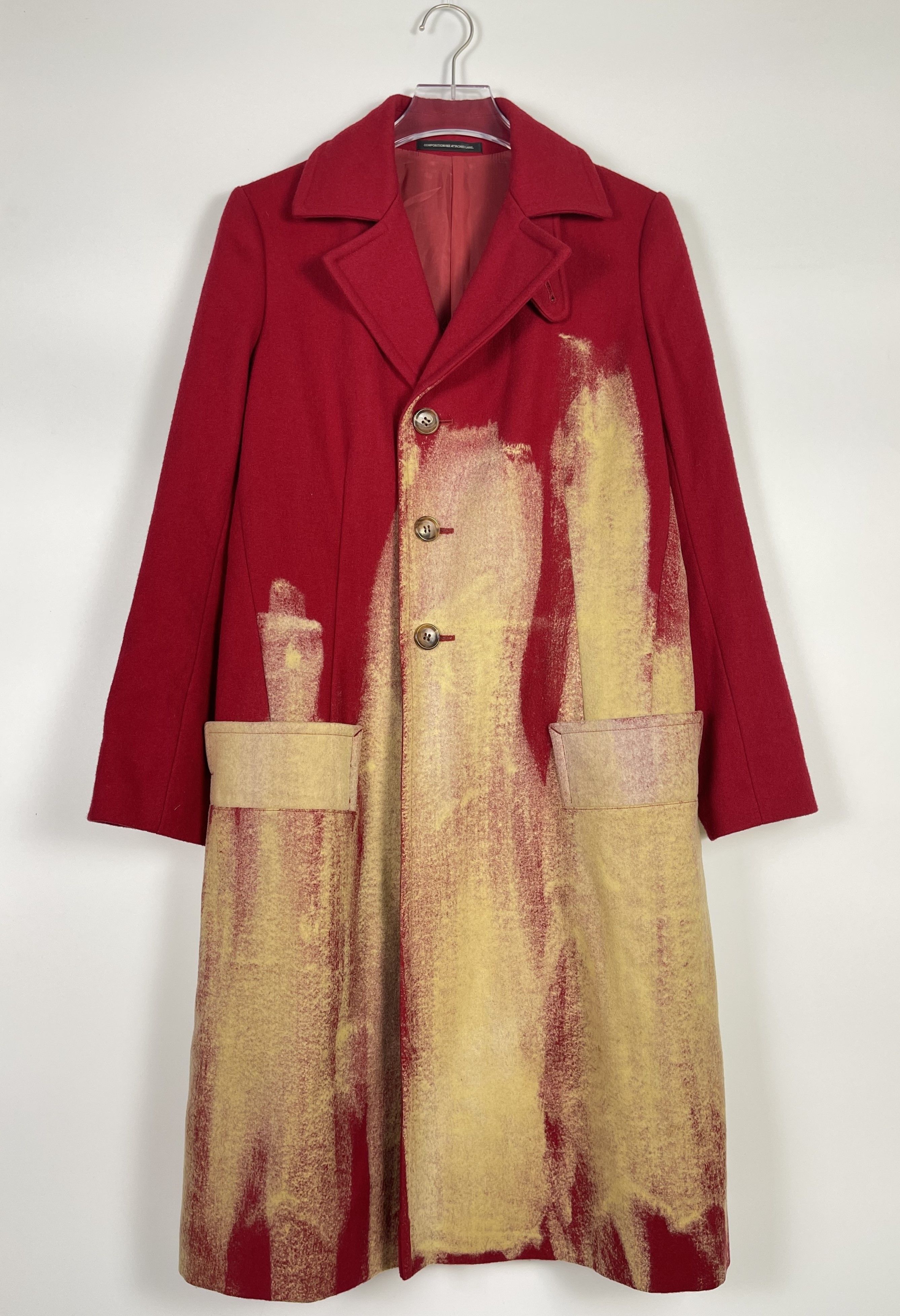 Pre-owned Yohji Yamamoto X Ys Yohji Yamamoto Y's Ss08 Bleached Red Coat In Multicolor