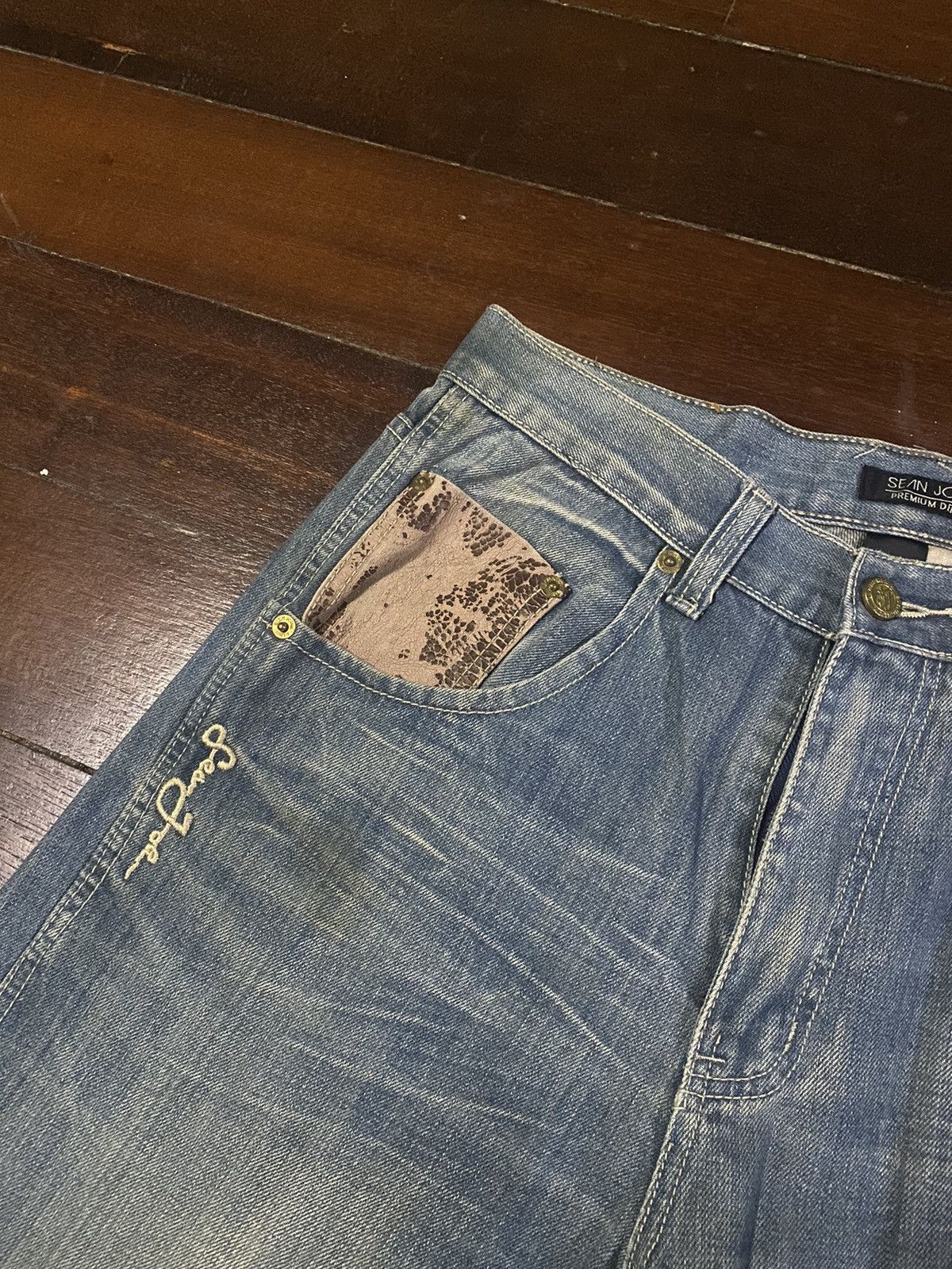 Anchor Blue × JNCO × Sean John Fire vintage SEAN JOHN WIDE LEG dirty mud wash Size US 34 / EU 50 - 18 Thumbnail