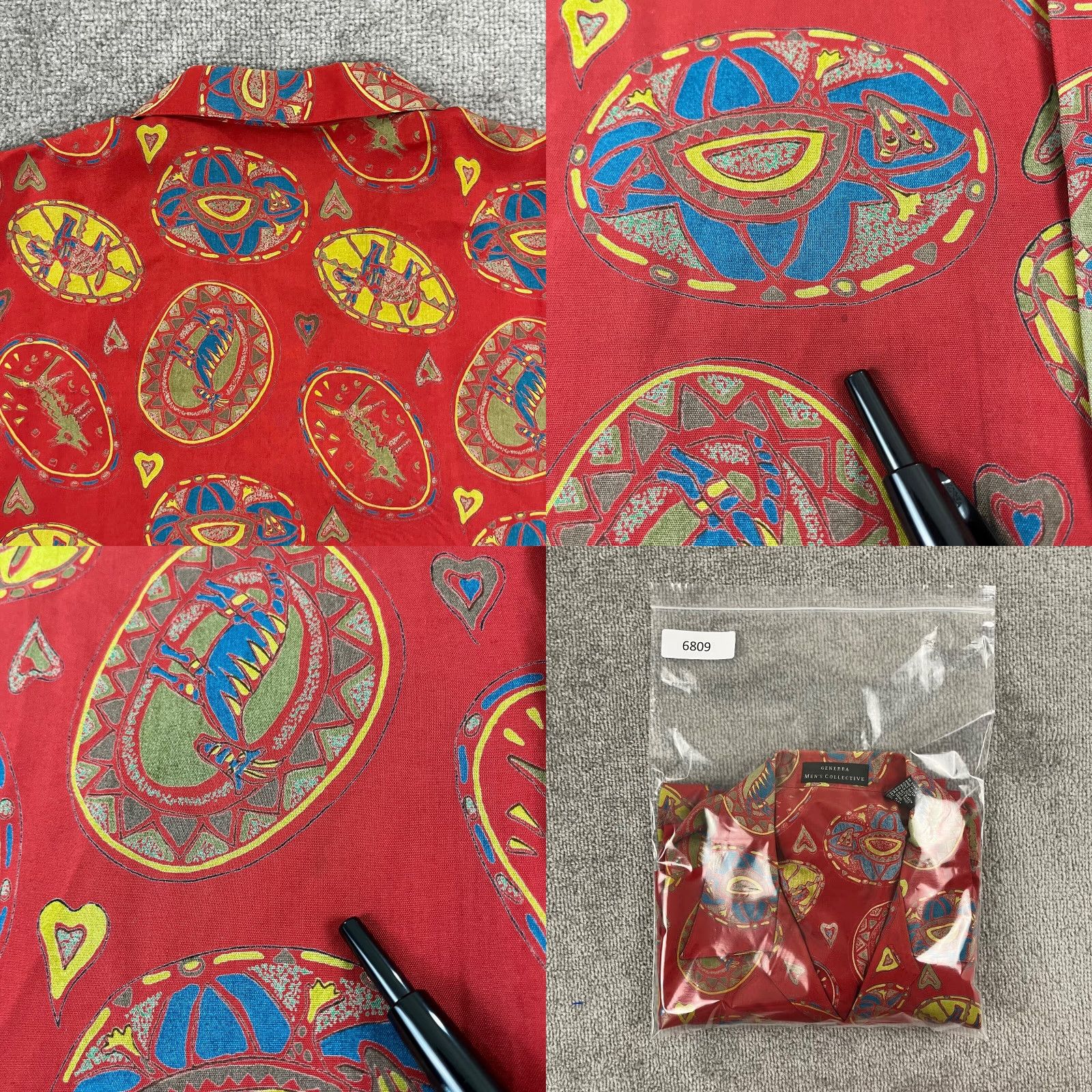 Vintage GENERRA Collective Shirt Men Large Oversized Red All Over Animal Button Up Retro Size US L / EU 52-54 / 3 - 8 Thumbnail