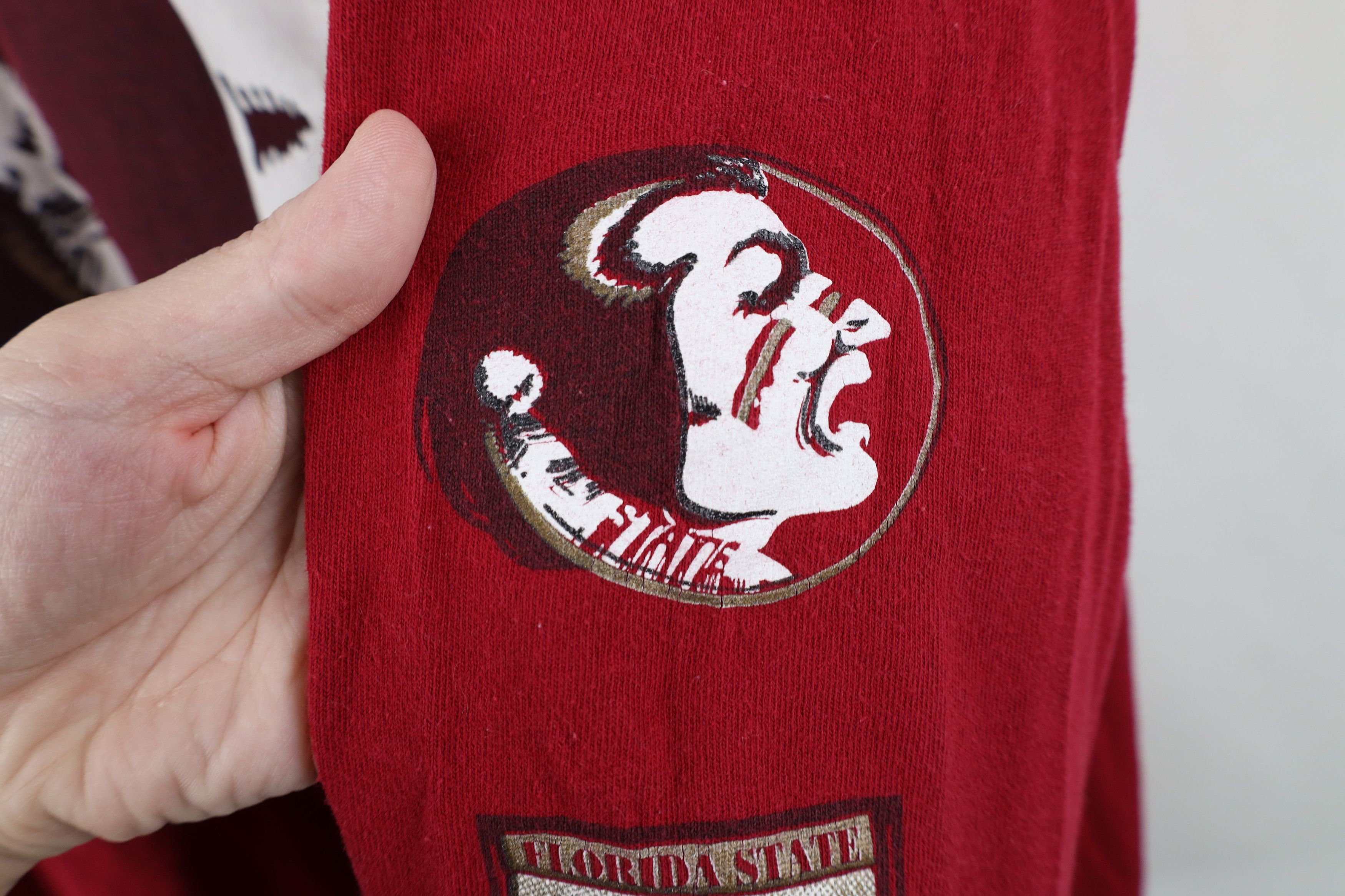 Vintage Vintage 90s State University Long Sleeve T-Shirt Red Cotton Size US L / EU 52-54 / 3 - 8 Thumbnail