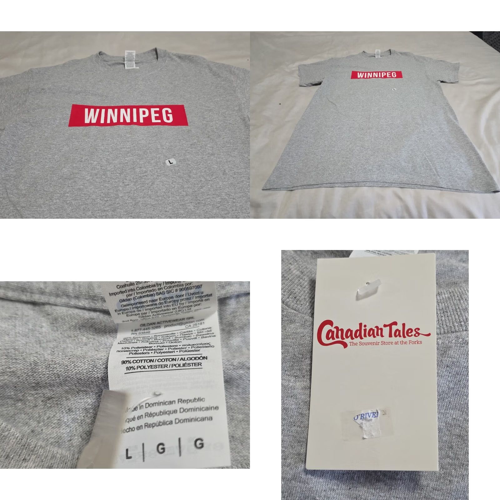 Gildan Gildan T-Shirt Winnipeg Box Logo Light Heather Gray Crew Neck Short Sleeve Regular Adult Large XS? Size US L / EU 52-54 / 3 - 8 Thumbnail