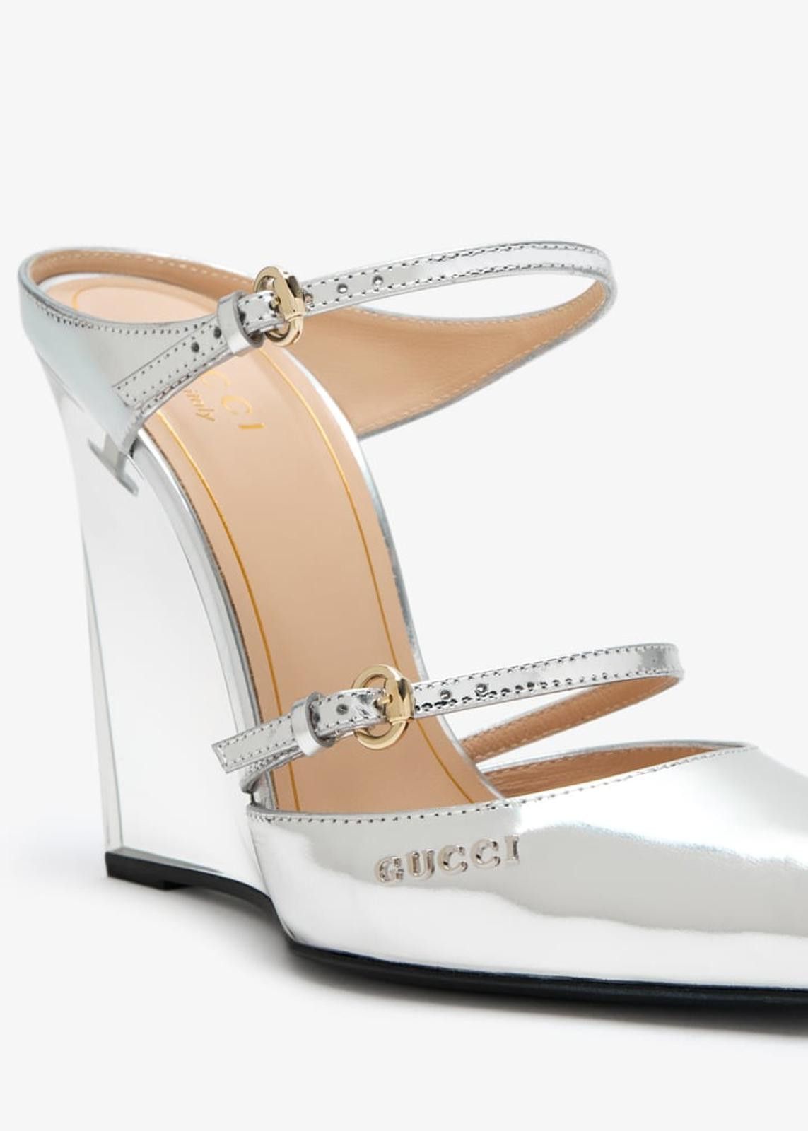 Gucci Gucci Logo Leather Wedge Mules SIZE 39 Size US 10 / IT 40 - 3 Thumbnail