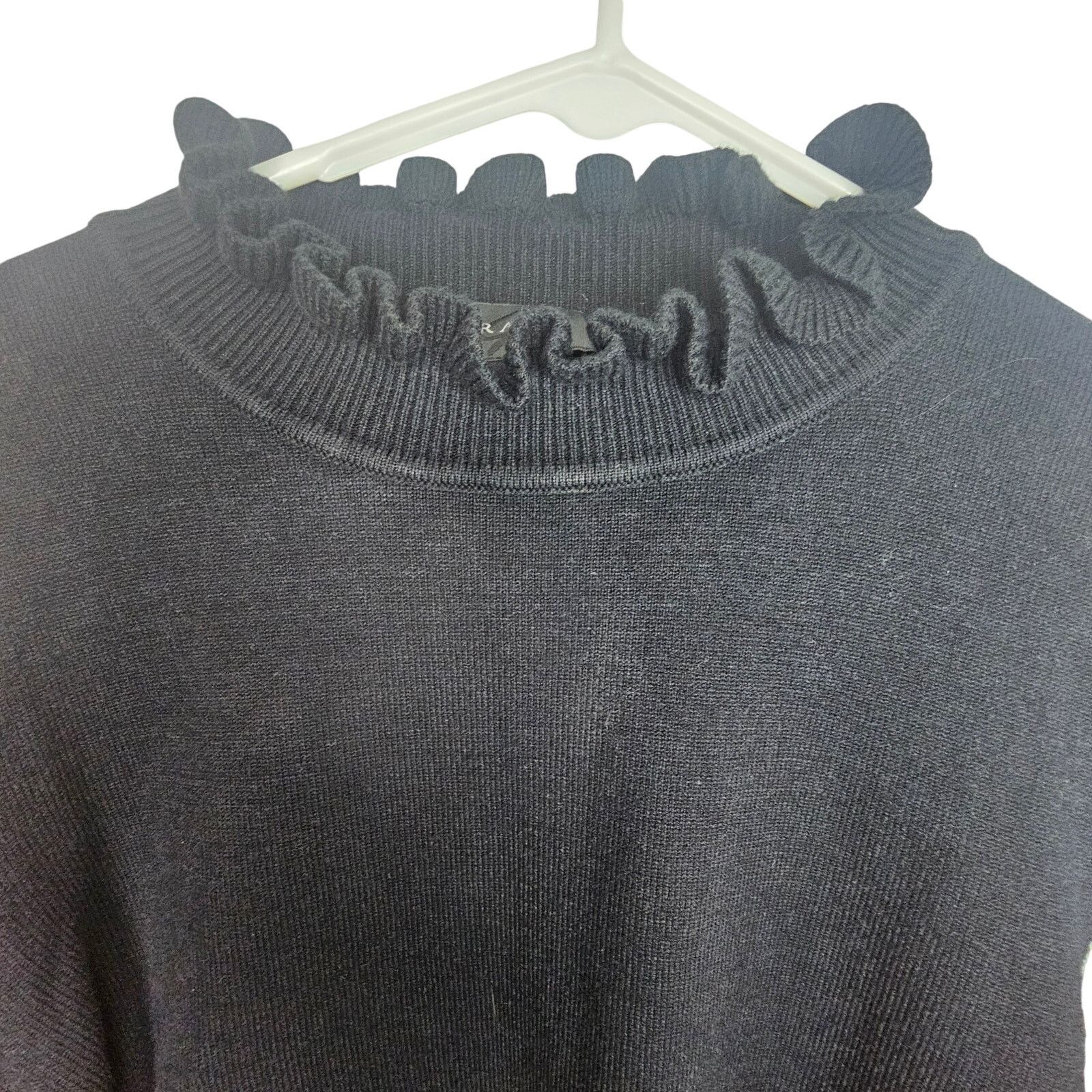 Pedro Garcia Gracia Floral Applique Mesh Sleeves Ruffle Neck Sweater S Size S / US 4 / IT 40 - 2 Thumbnail