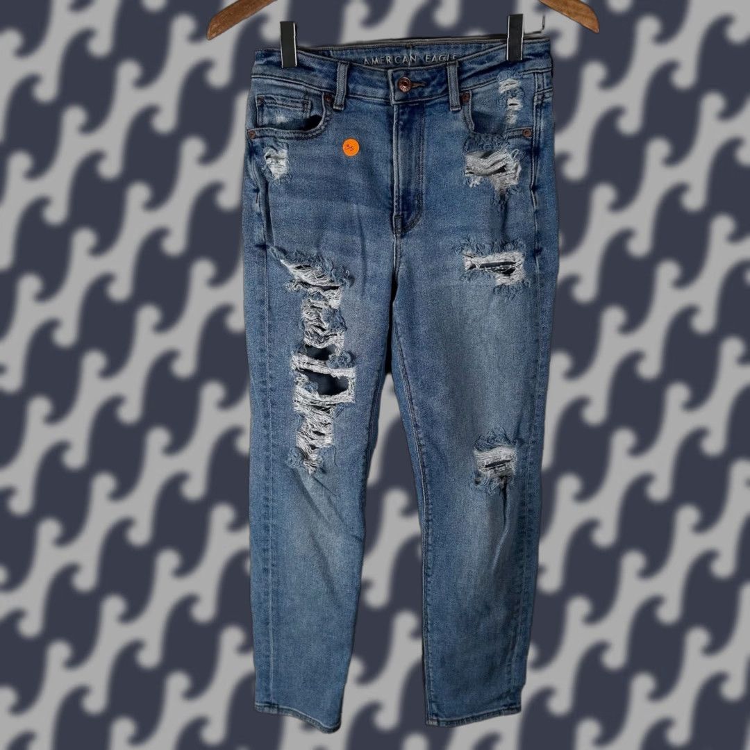 American Eagle Outfitters VINTAGE? No. American Eagle Jeans, Size 27, Blue, Regular, Distressed, Stretch, 5-Pocket, Button Zip, Mid Rise, Skinny, Denim, Women, 2 Tall? Size 27" / US 4 / IT 40 - 1 Thumbnail
