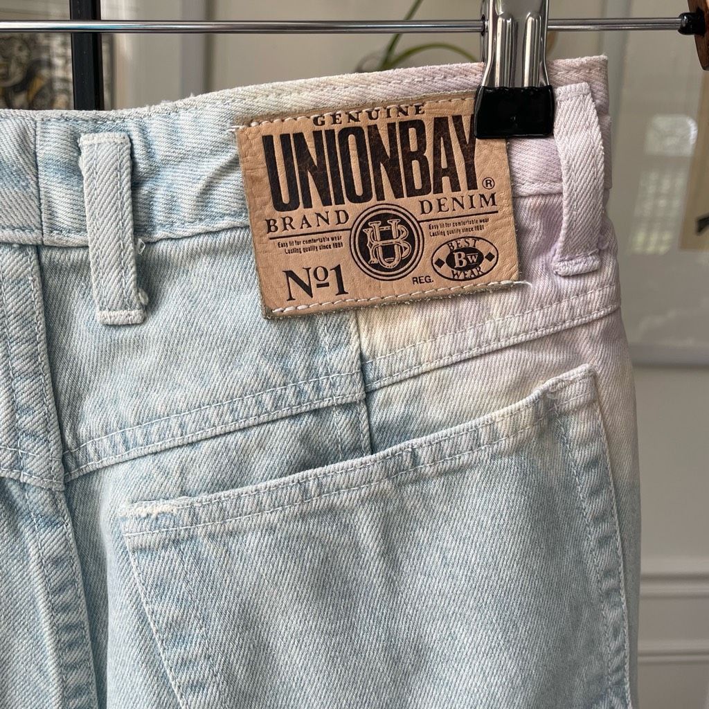 Vintage NWT NOS Vintage 90s Union Bay High Rise Tie Dye Denim Shorts Size 26" / US 2 / IT 38 - 7 Thumbnail