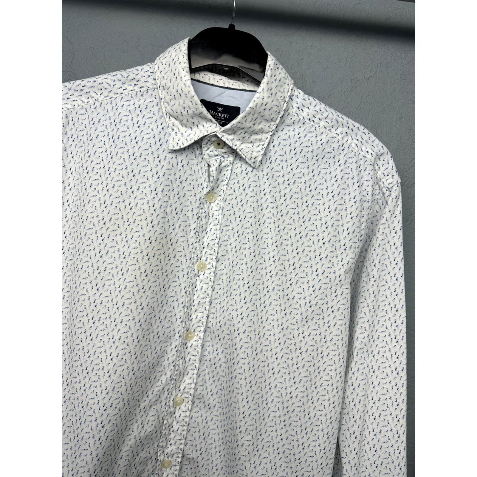 Hackett Hackett Mens Long Sleeve Shirt Slim Fit Size L Micro Graphic Print Button-Up Collar Multicolor Cotton Regular Men's Shirt Size US L / EU 52-54 / 3 - 2 Thumbnail