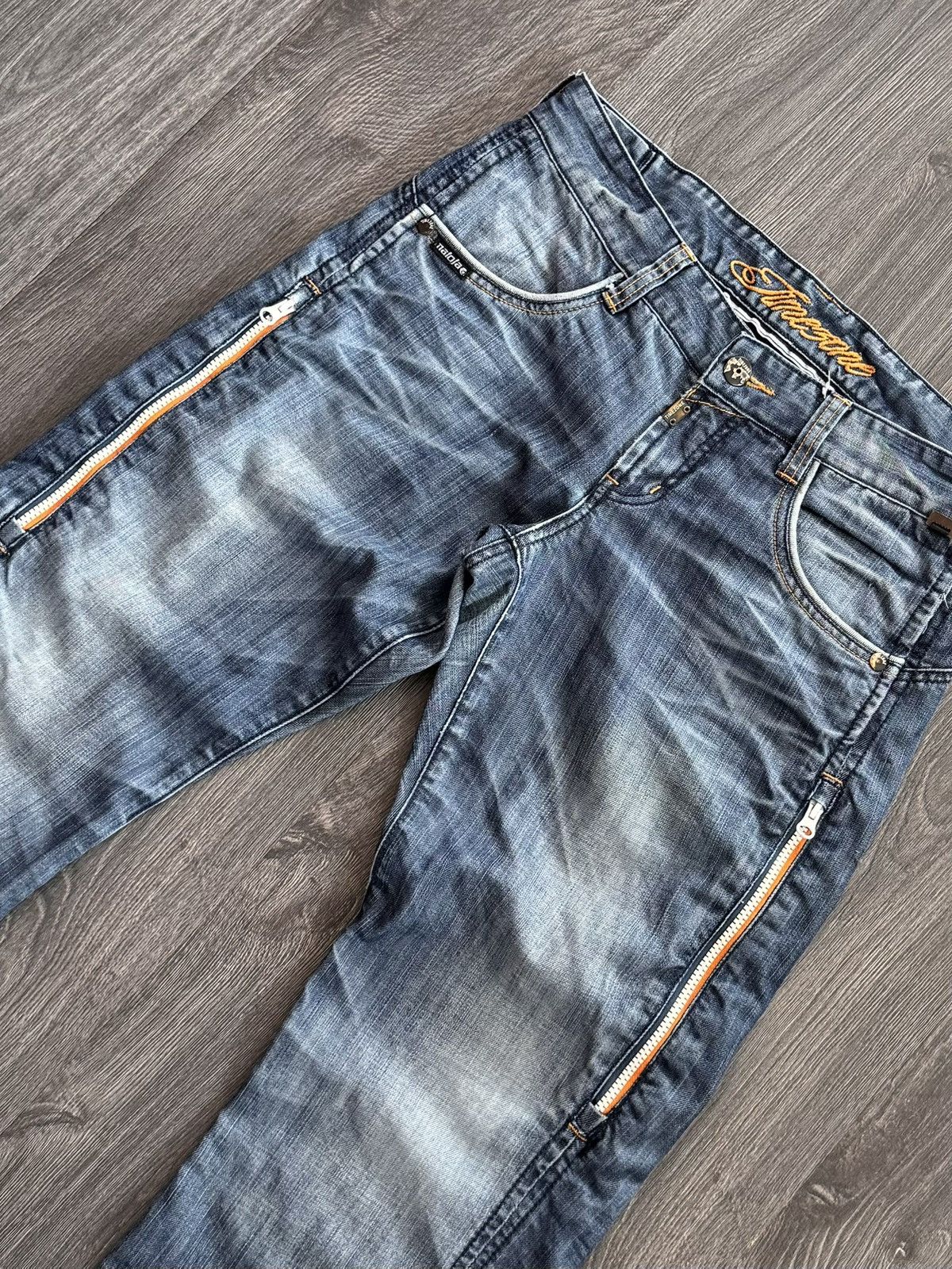 Japanese Brand Crazy Zip Baggy Ebroidered Jeans 32 size Size US 32 / EU 48 - 2 Thumbnail