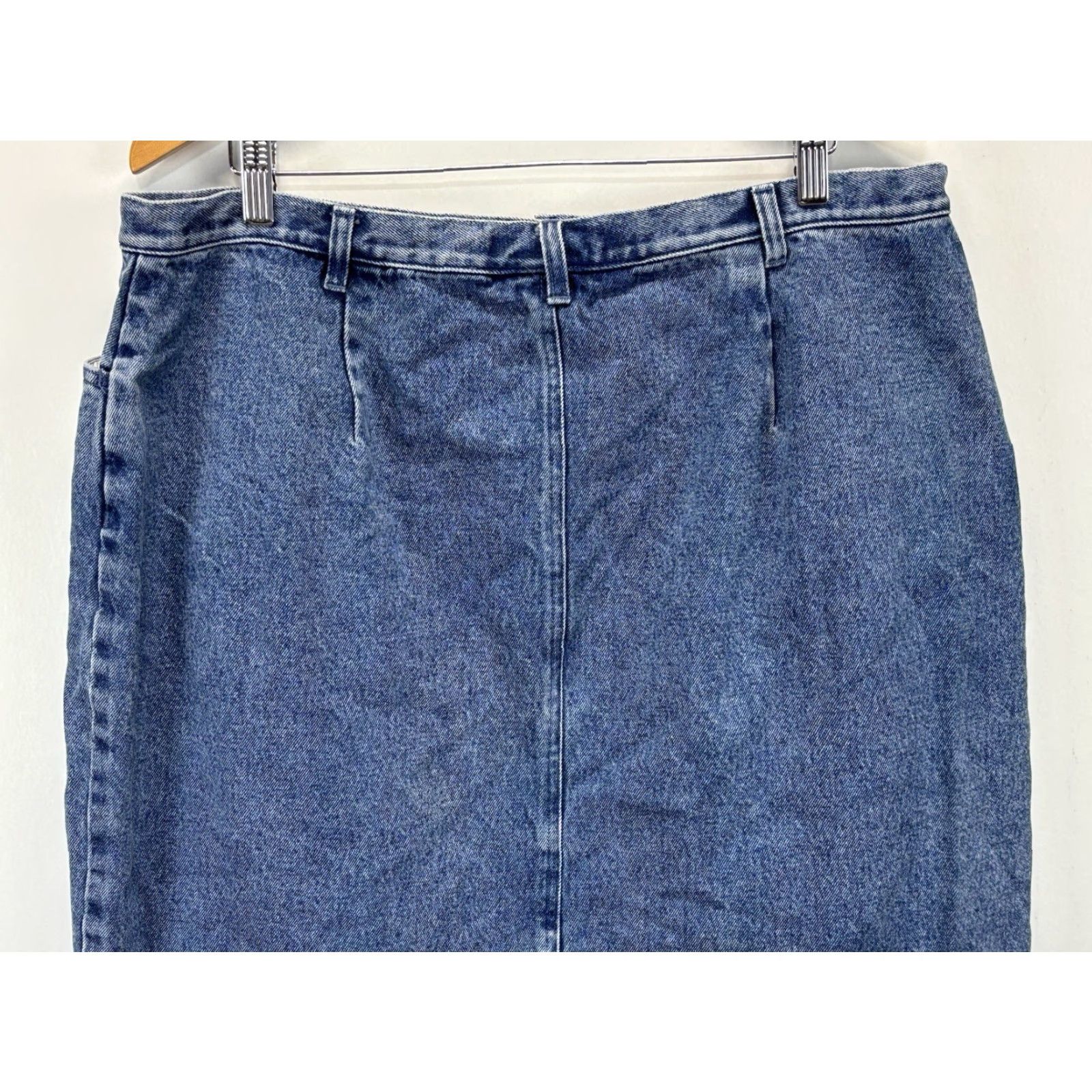 Evan Picone VINTAGE Evan Picone Skirt 18W Plus Blue Denim Maxi Slit 90s Y2K Womens Size 40" / US 18 - 4 Thumbnail