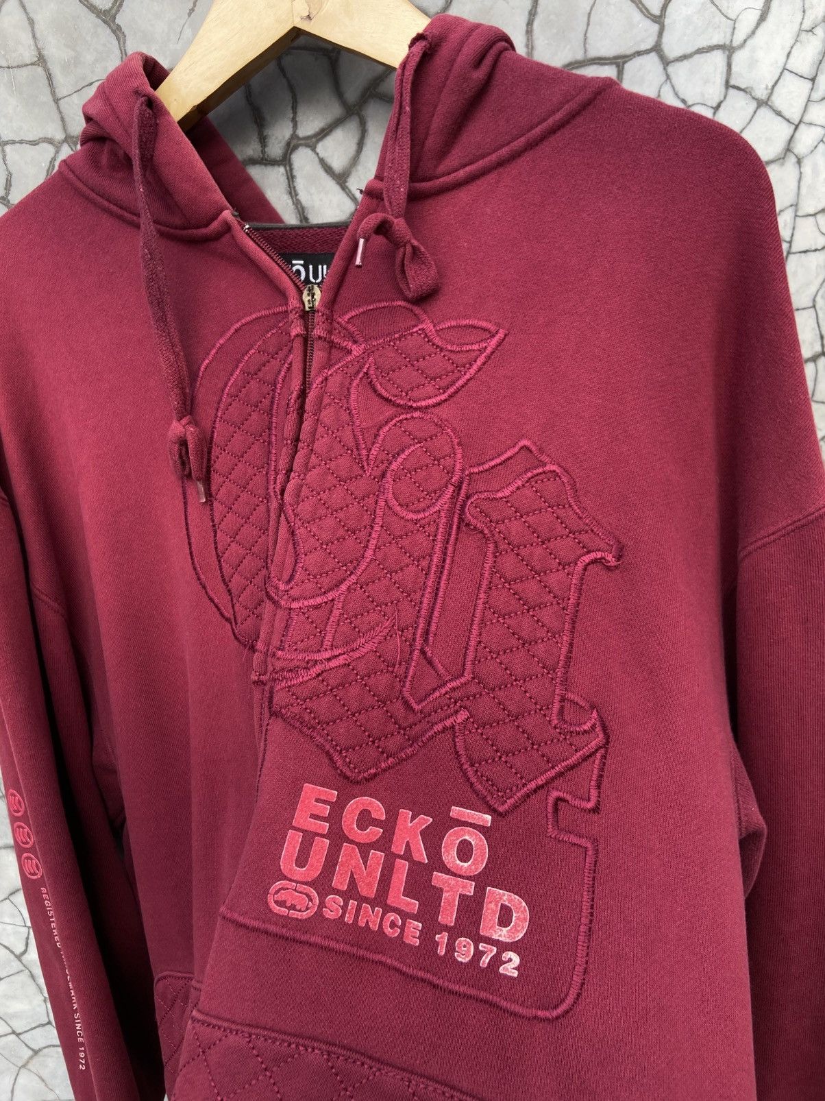 Ecko Unltd. Y2K Ecko Untld Hip Hop Urban Maroon Heavyweight Hoodie Size US M / EU 48-50 / 2 - 5 Thumbnail
