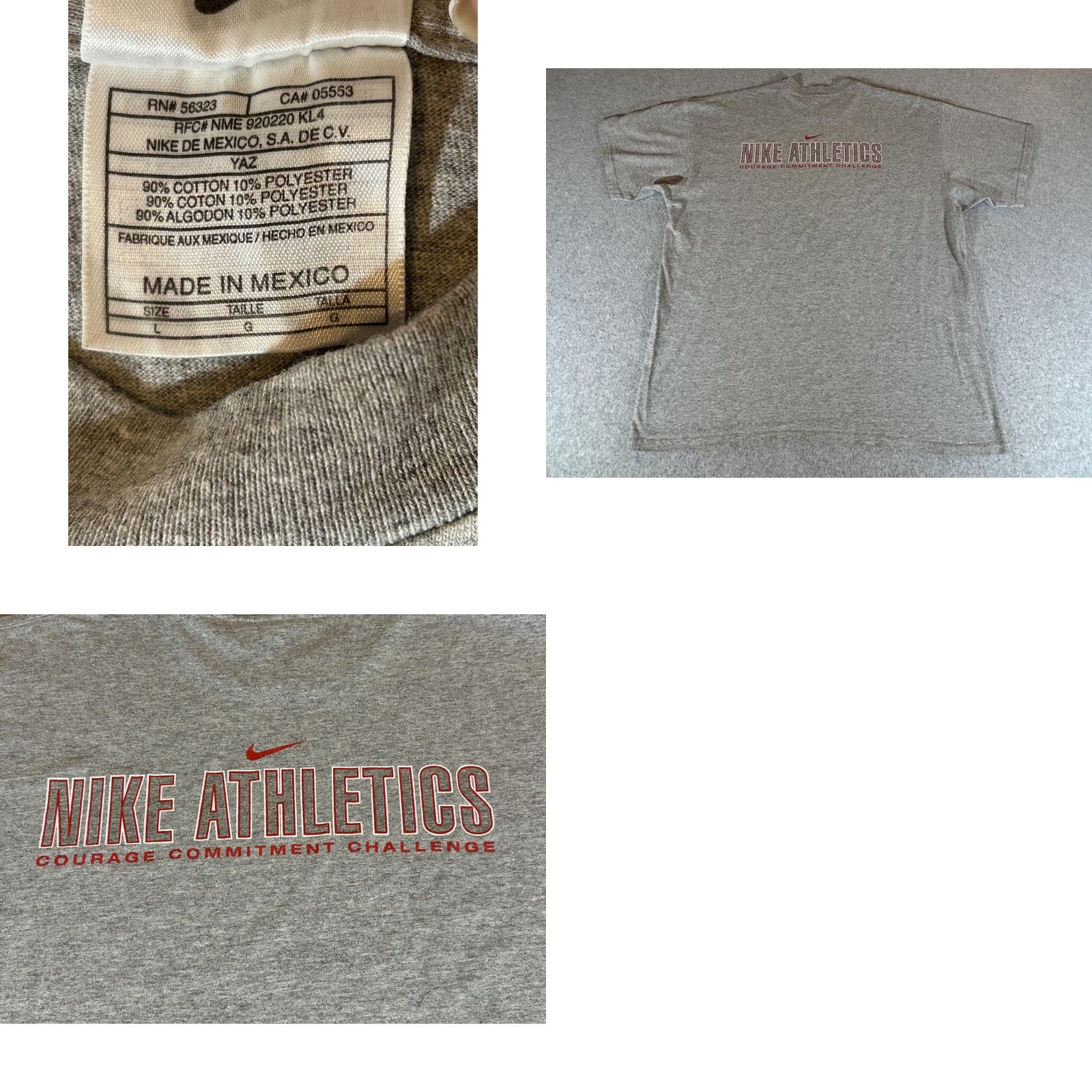 Nike VINTAGE Nike Shirt Men Large Athletics Graphic Short Sleeve 90s Retro Sportswear Cotton Polyester Gray Crew Neck Logo Size US L / EU 52-54 / 3 - 8 Thumbnail