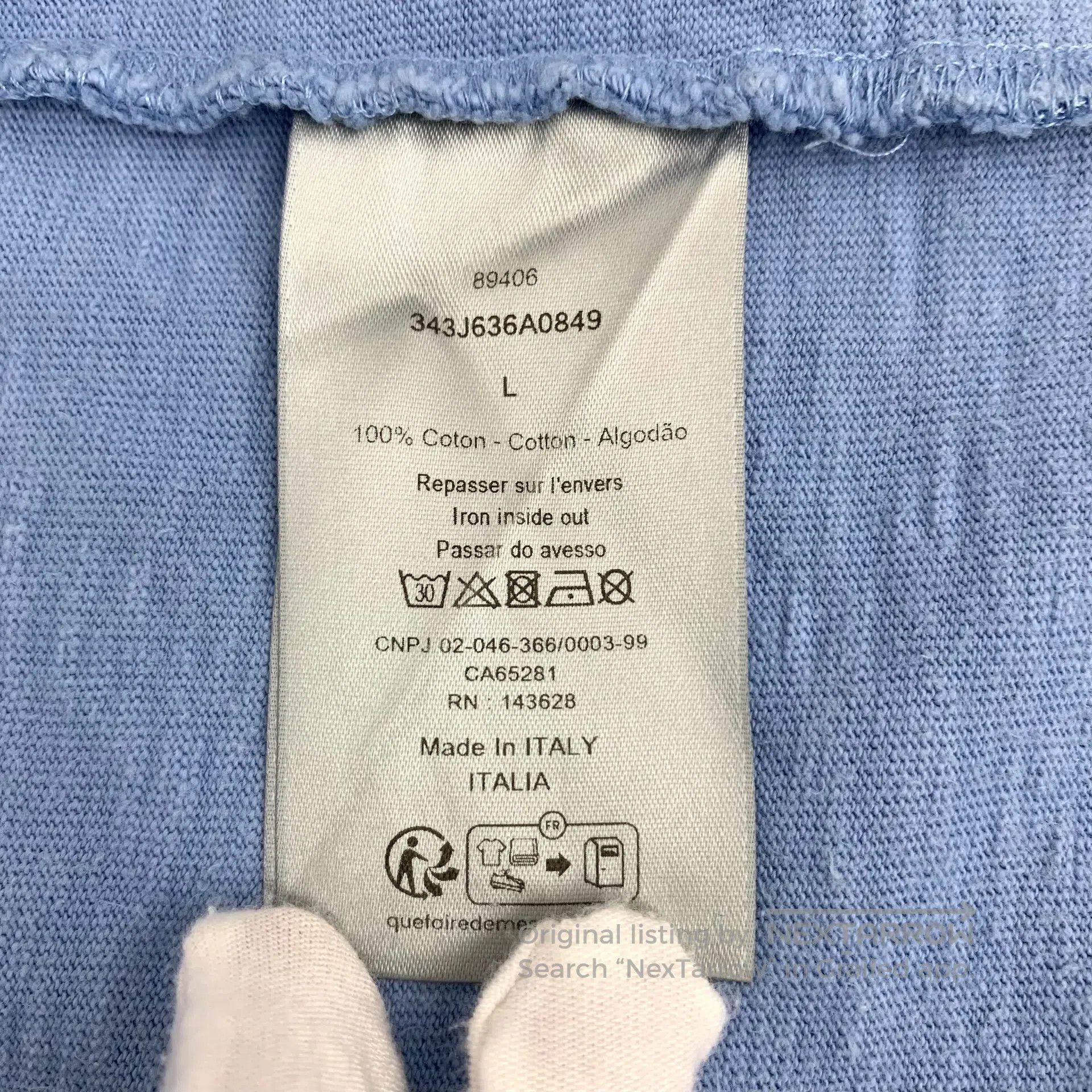 Dior Dior Blue Aged Hole Design Cotton Round Neck Short Sleeve Size US L / EU 52-54 / 3 - 7 Thumbnail