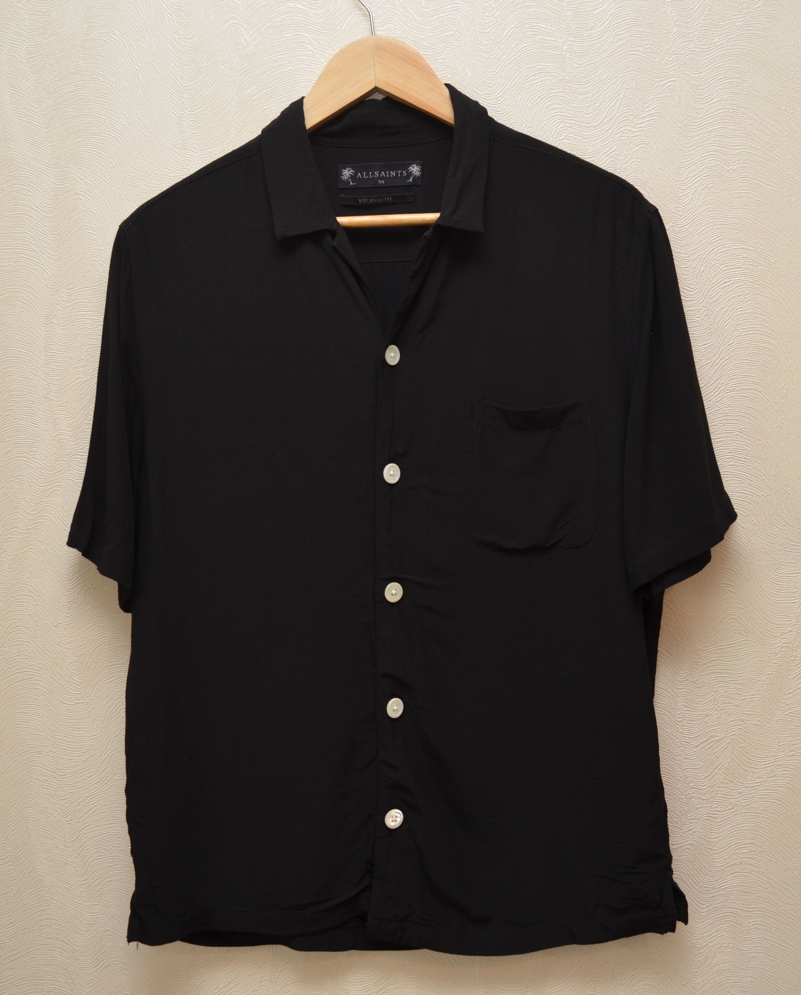 Allsaints × Designer Allsaints Kiowa Black Viscose Shirt Short Sleeve sz XS Size US XS / EU 42 / 0 - 3 Thumbnail