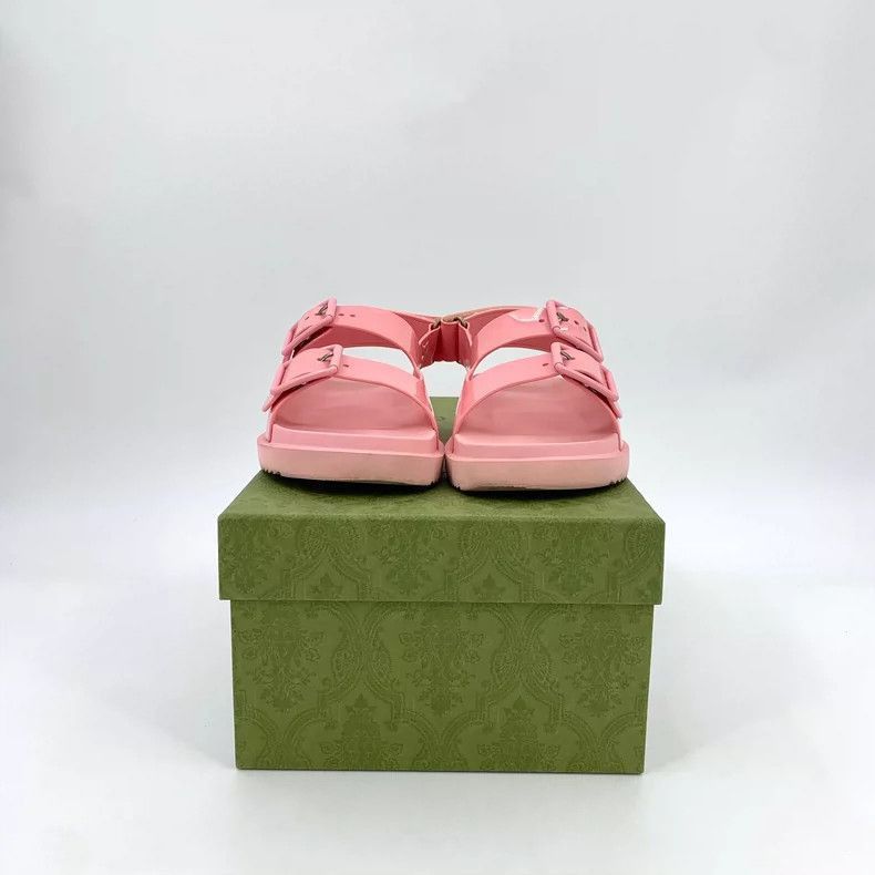 Gucci Pink Leather Double G Round Sandals-2505 Size US 7 / IT 37 - 8 Thumbnail