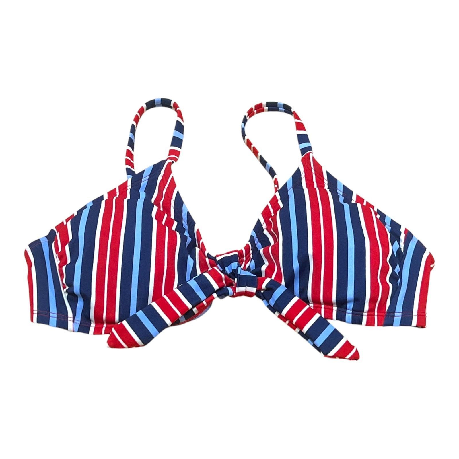 Other Kona Sol - Women's Striped Tie-Front Bralette Bikini Top - M Size ONE SIZE - 14 Thumbnail