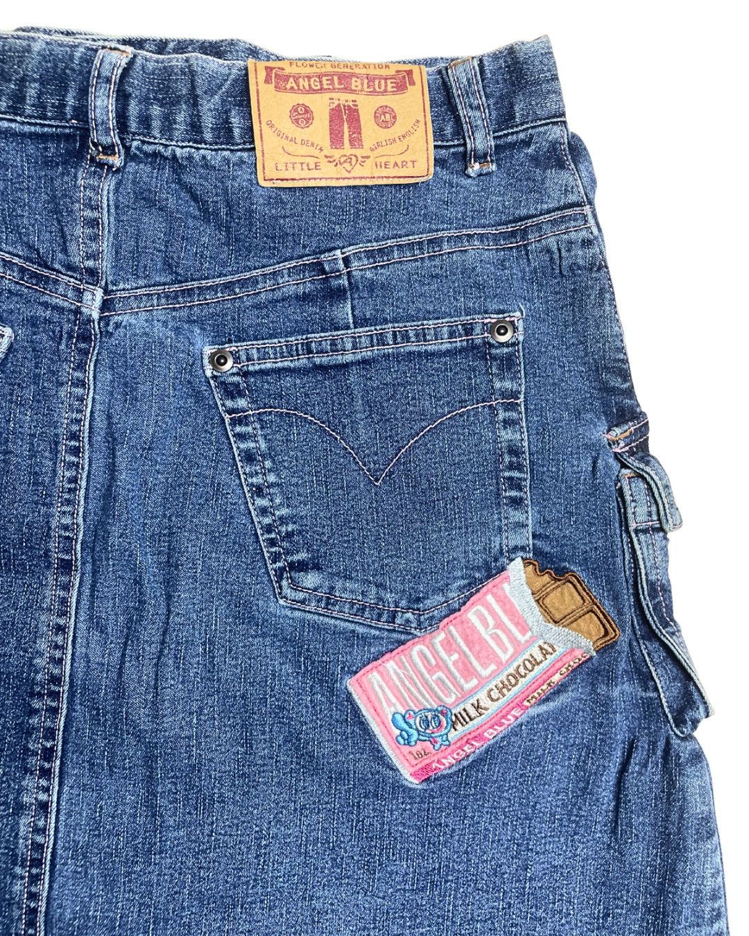 Angel Blue Angel Blue Denim Mini Skirt Nakamura-kun Pink Bear Graphic Size 29" - 7 Thumbnail