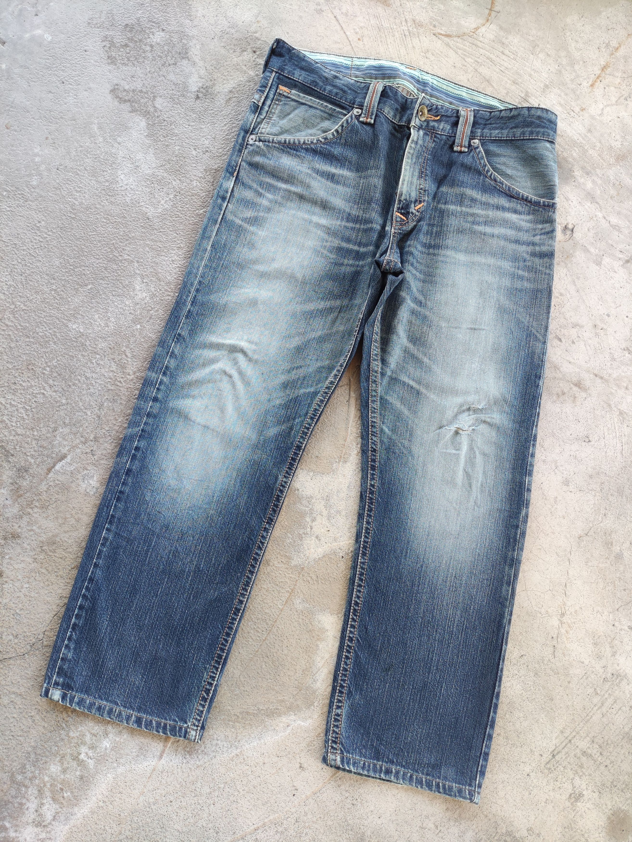 Edwin Vintage Edwin Japan Jean Distressed Faded Denim Pants Size US 37 - 2 Thumbnail