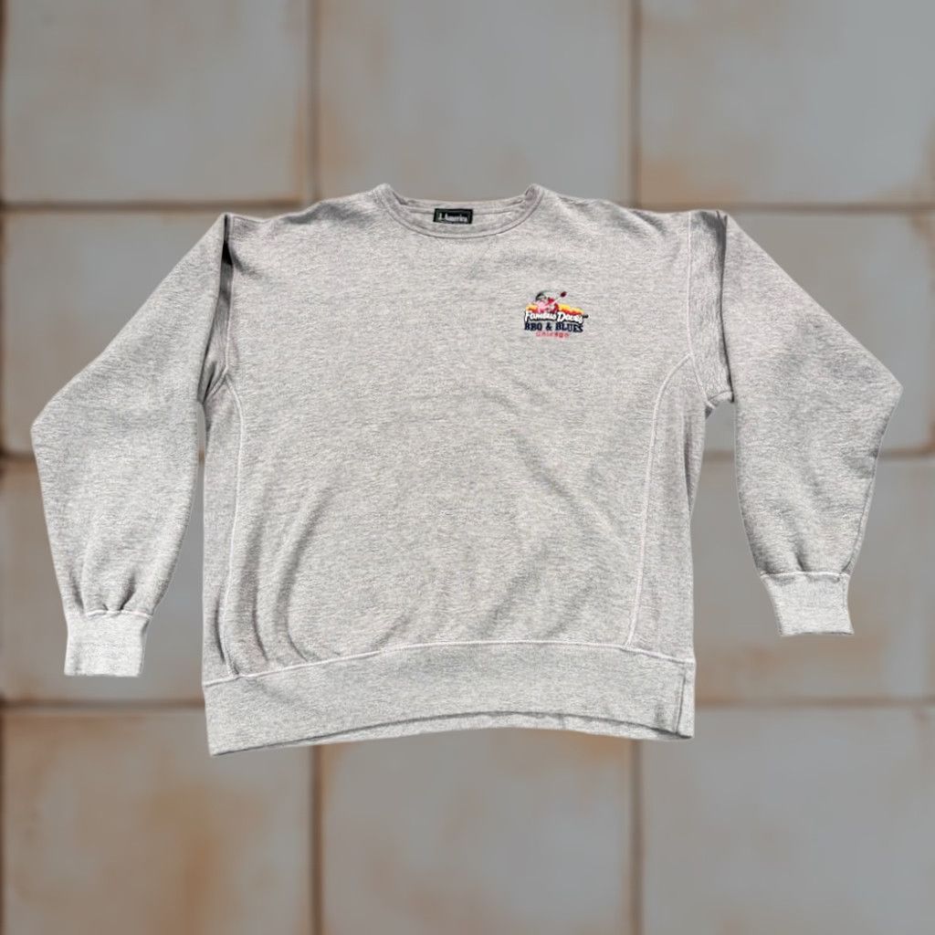 Vintage VINTAGE Famous Daves Sweater Adult XL Gray Pullover Sweatshirt Embroidered Pig Guitar Logo Y2K Size US XL / EU 56 / 4 - 1 Thumbnail