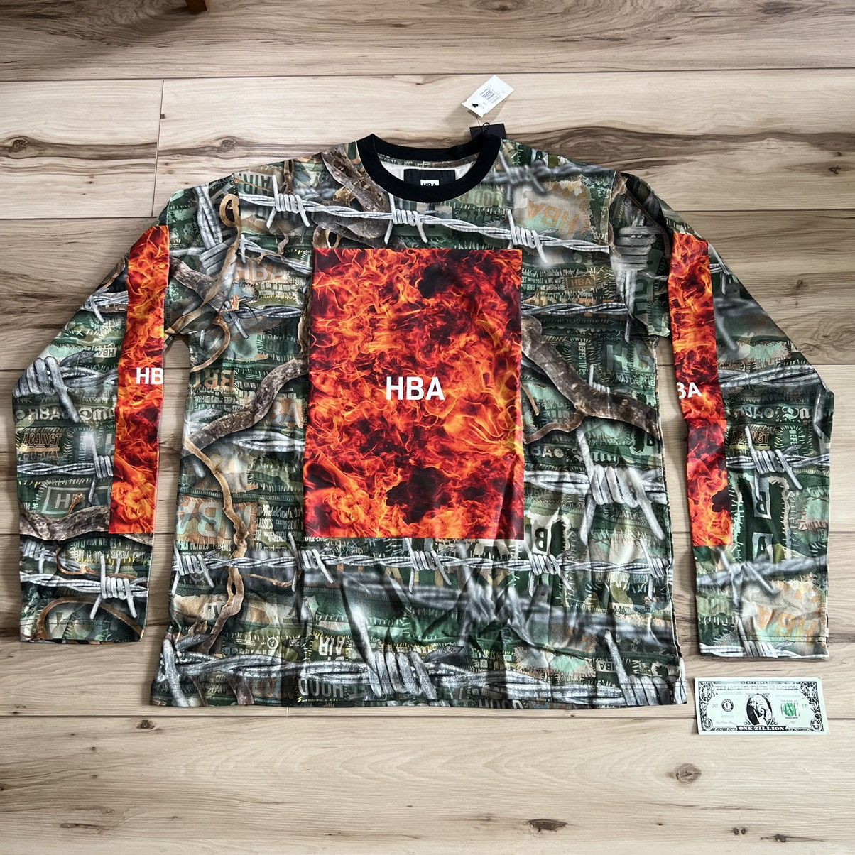 Hood By Air Hood by Air Long Sleeve Shirt Fire Graphic Barbed Wire Camo Grailed