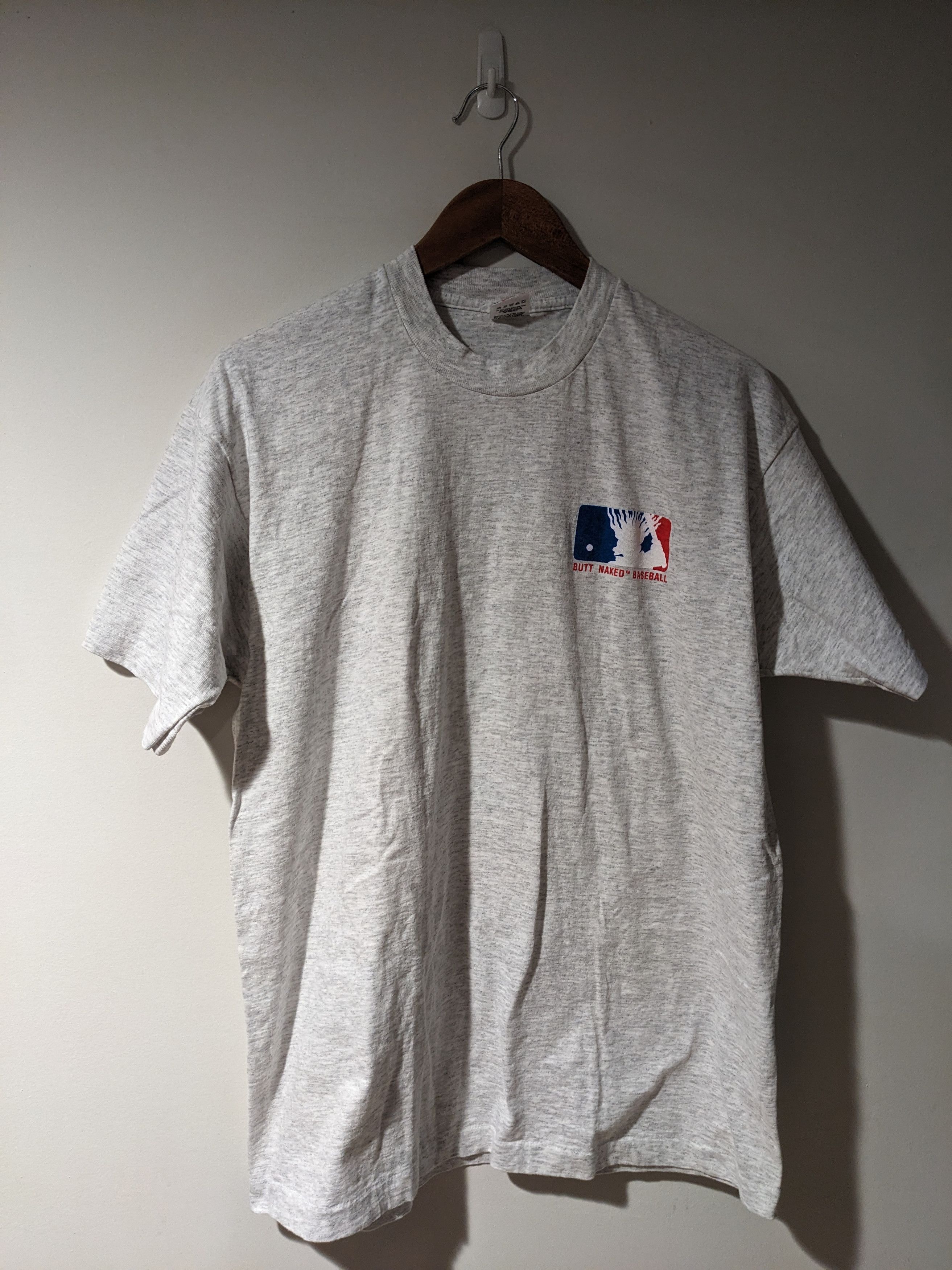 Fruit Of The Loom × Vintage Vintage 90s Butt Naked Baseball Sports X-Large Gray T-Shirt Size US XL / EU 56 / 4 - 3 Thumbnail