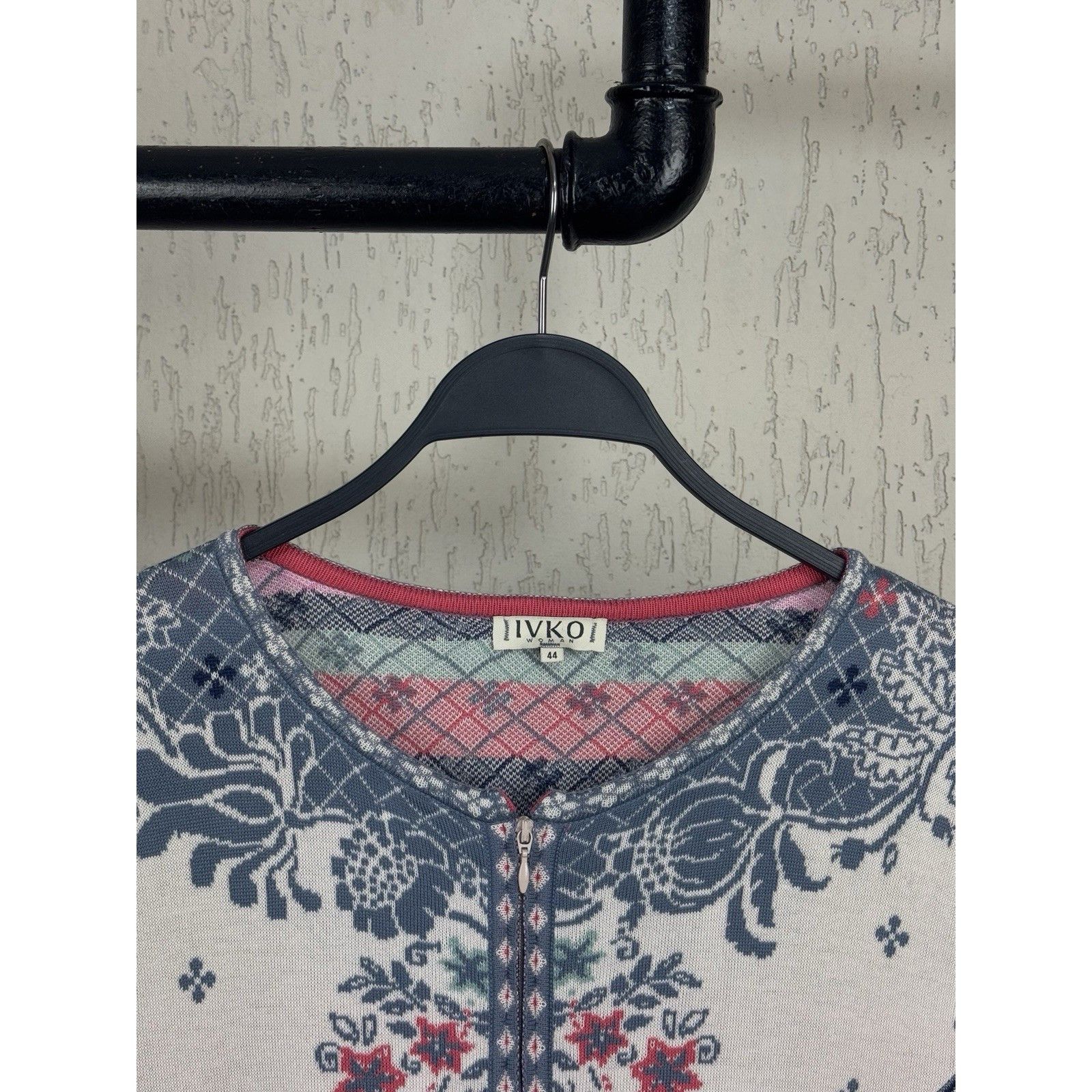 Other IVKO Beige Floral Cotton Long Sleeve Zip Up Top Jacket Blous Size M / US 6-8 / IT 42-44 - 3 Thumbnail