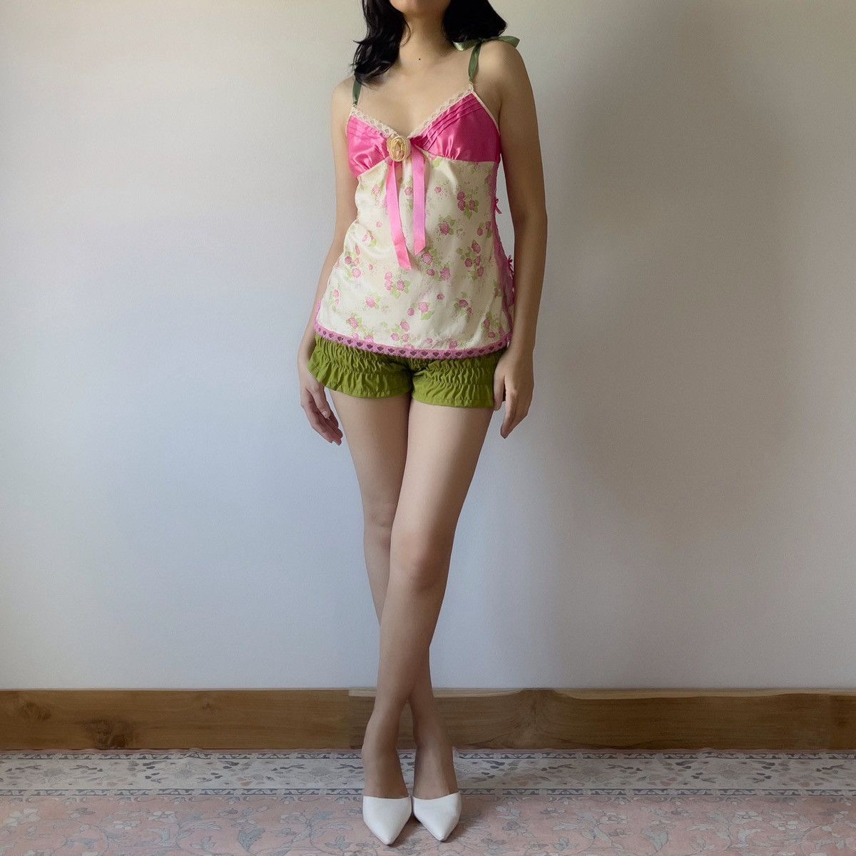 Vintage EBLIN Y2K Floral Satin Camisole (M-L) Size L / US 10 / IT 46 - 4 Thumbnail