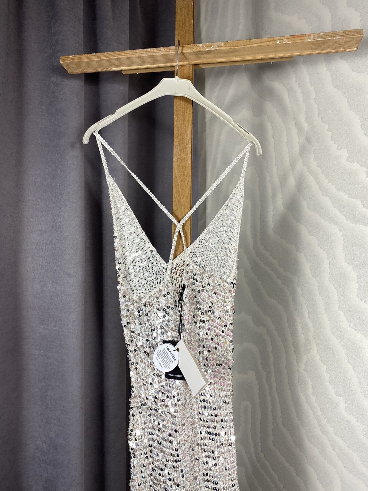 golden wedding guest dress Yellow Sequin Crochet Racer Maxi Dress – Continental Textiles