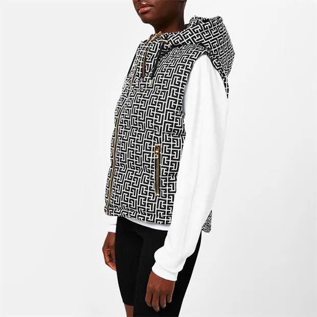 Balmain o1g2r1mq0924 Monogram Padded Gilet in Ivoire & Noir Size XS / US 0-2 / IT 36-38 - 8 Thumbnail