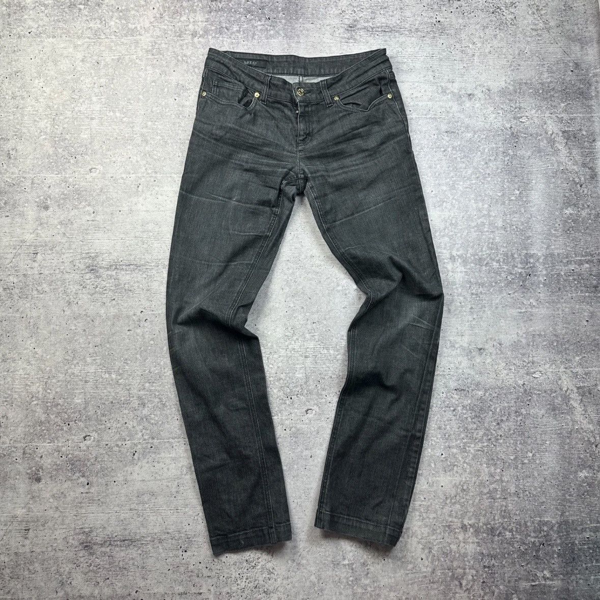 Gucci New Straight Jeans Black Gray Denim pants