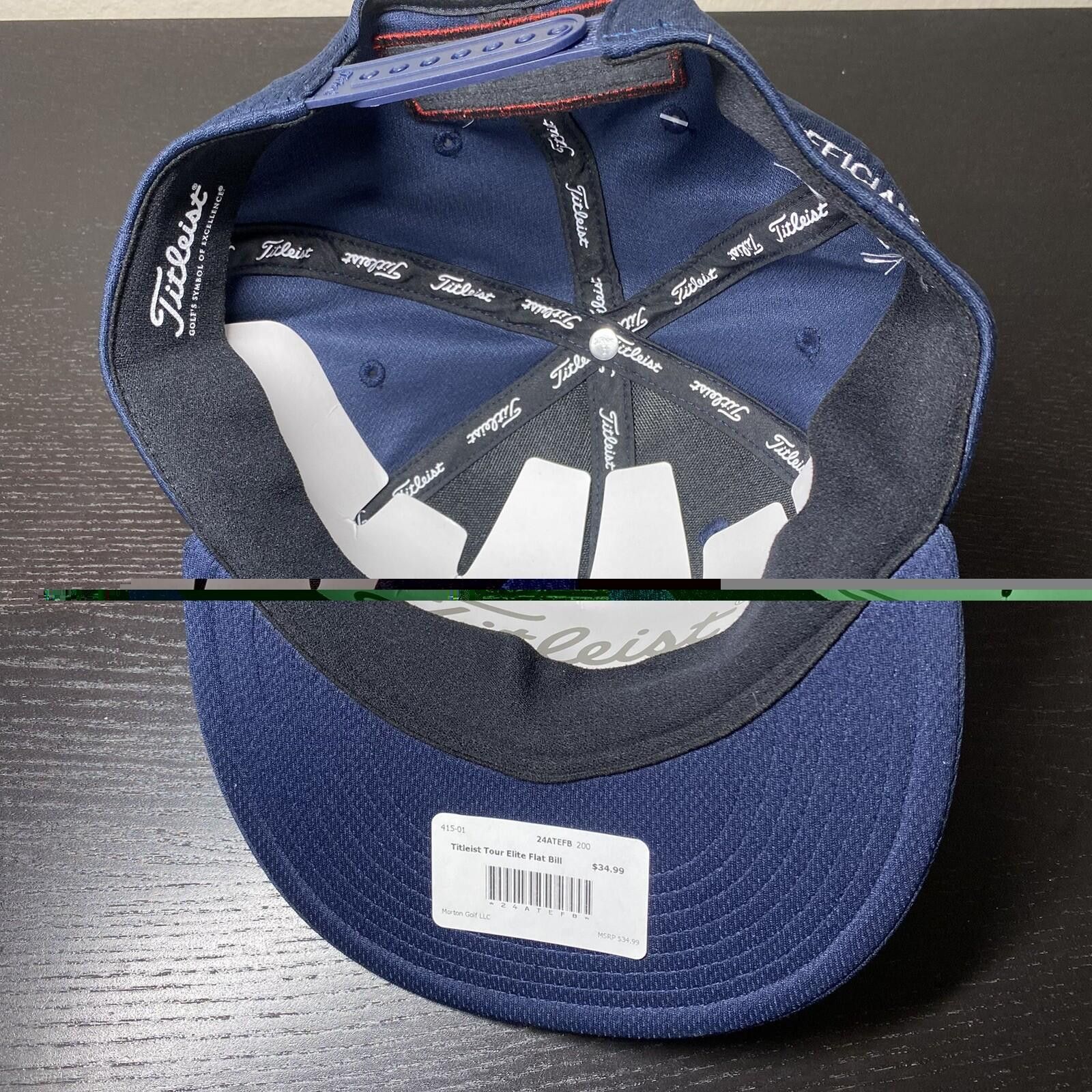 Titleist NWT Titleist Golf Tour Elite Flat Bill Hat Cap Navy/White Size ONE SIZE - 3 Thumbnail