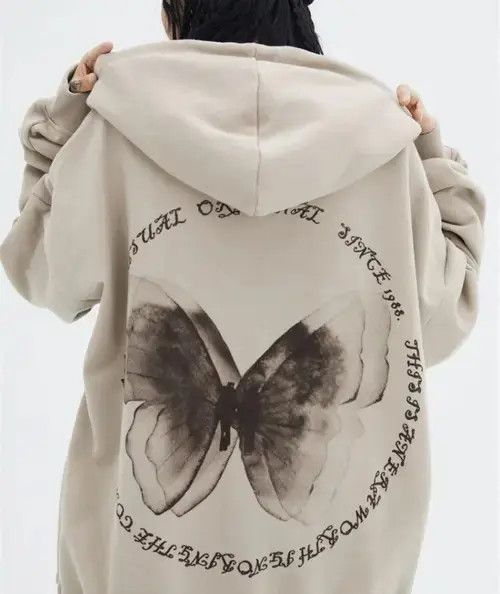 Other Oversized Hoodies Zip Up Harajuku Vintage Butterfly Print Size US XXL / EU 58 / 5 - 1 Thumbnail