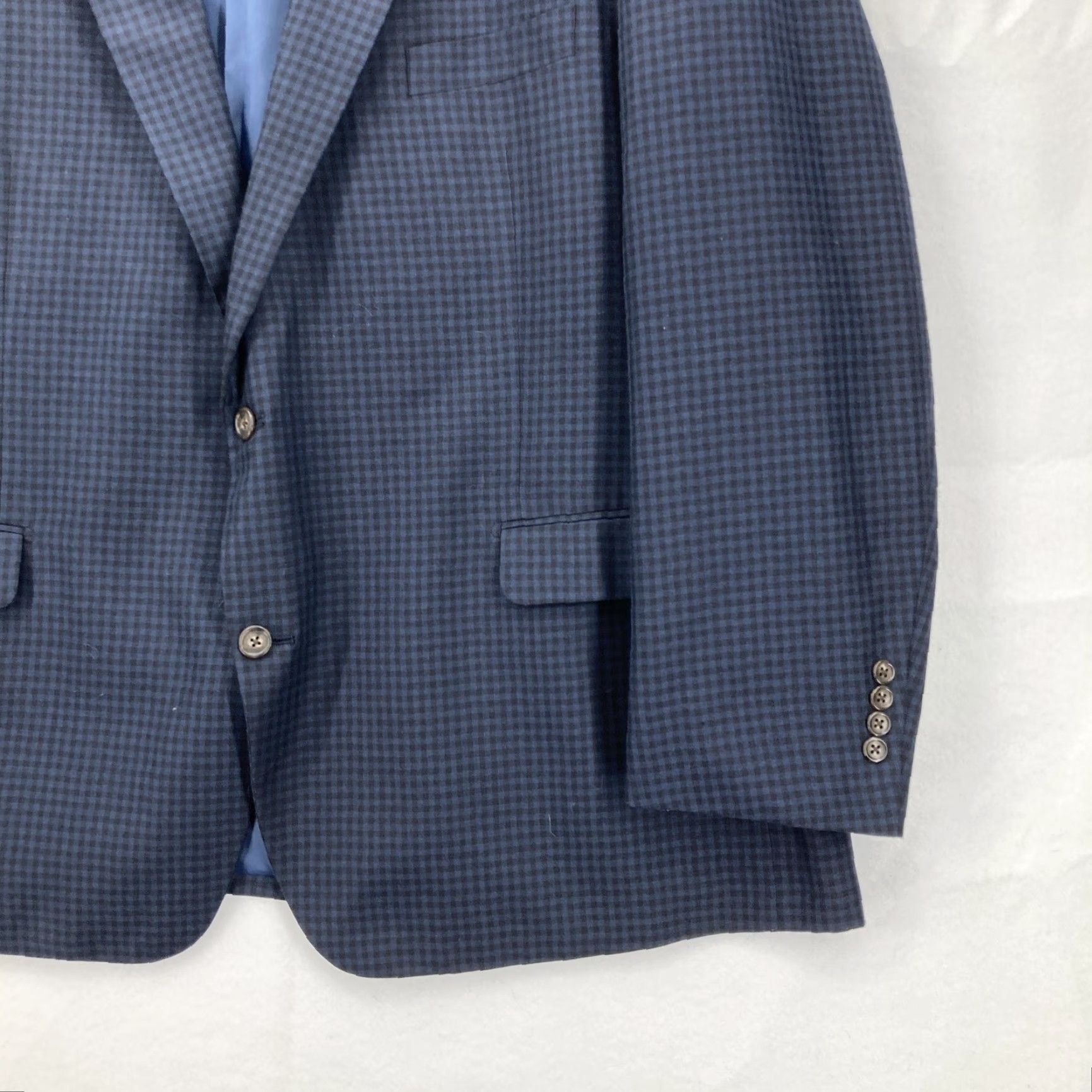 Vintage Oak Hill Blazer Mens 3XL 54/56R Blue Check Sport Coat Two Button Classic Suit Jacket Size 48R - 3 Thumbnail