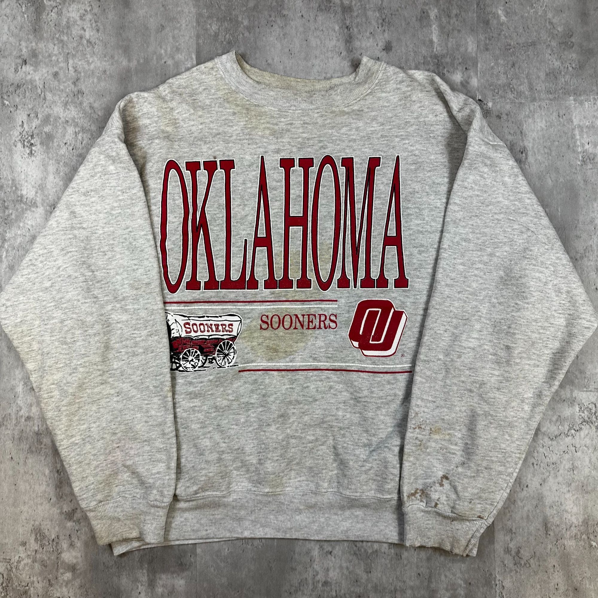 Hanes Vintage Hanes Activewear Oklahoma Sooners Sweatshirt Gray Cr Size US XL / EU 56 / 4 - 1 Thumbnail