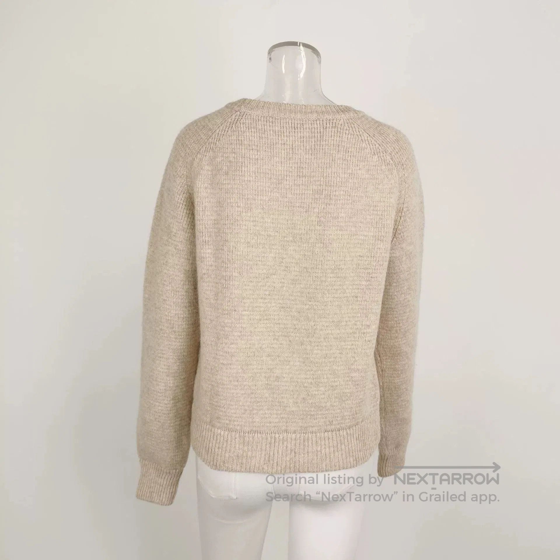 Saint Laurent Paris Saint Laurent Beige Ribbed Crew Neck Sweater. Size US L / EU 52-54 / 3 - 3 Thumbnail