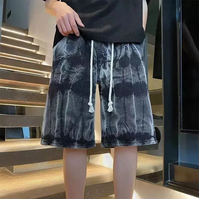 Japanese Brand Straight tie dye wide leg denim shorts Size US 32 / EU 48 - 4 Thumbnail