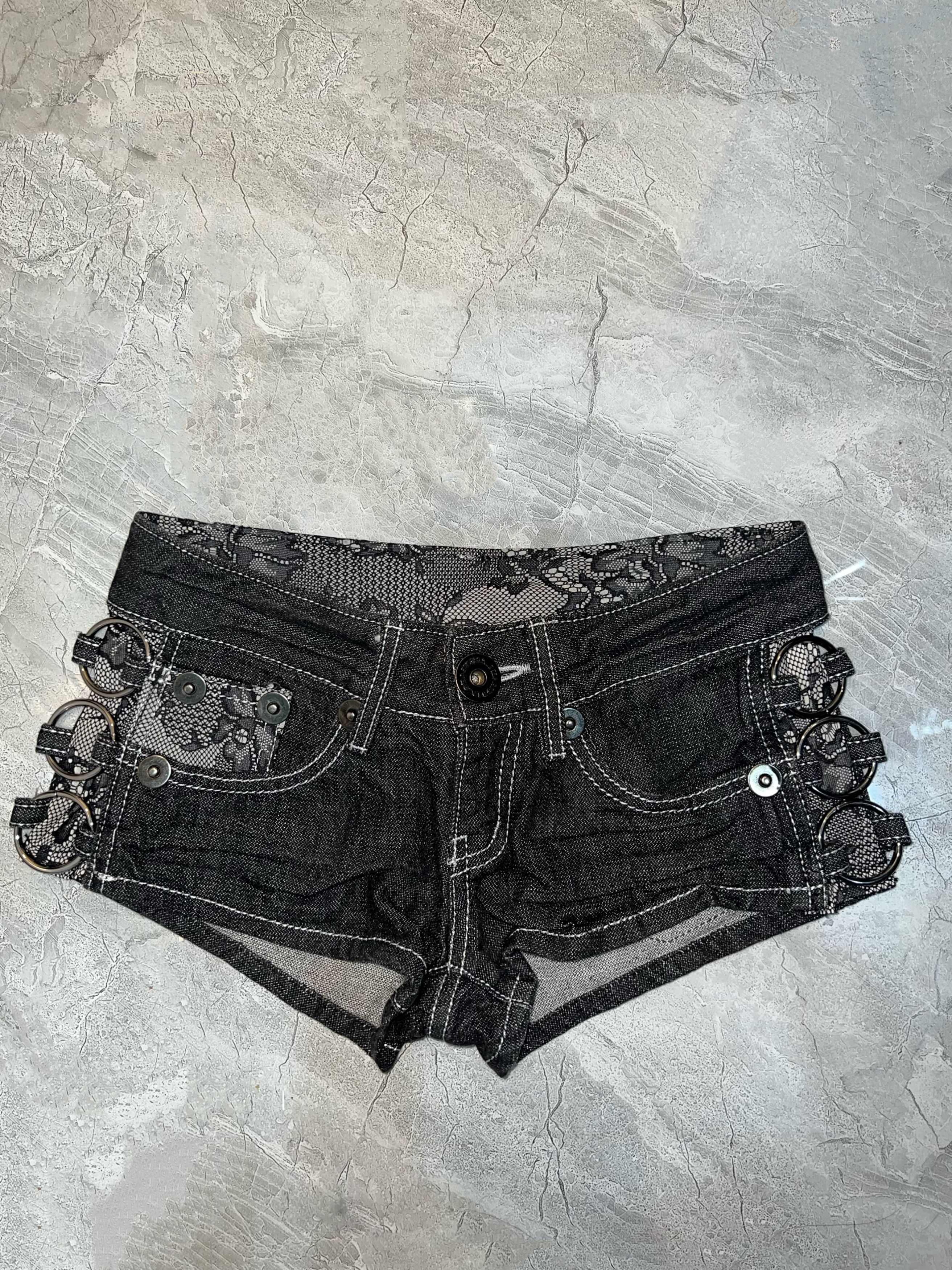 Japanese Brand D.i.a. Japanese denim lace short 🖤🦋 Size 24" / US 00 / IT 34 - 2 Thumbnail
