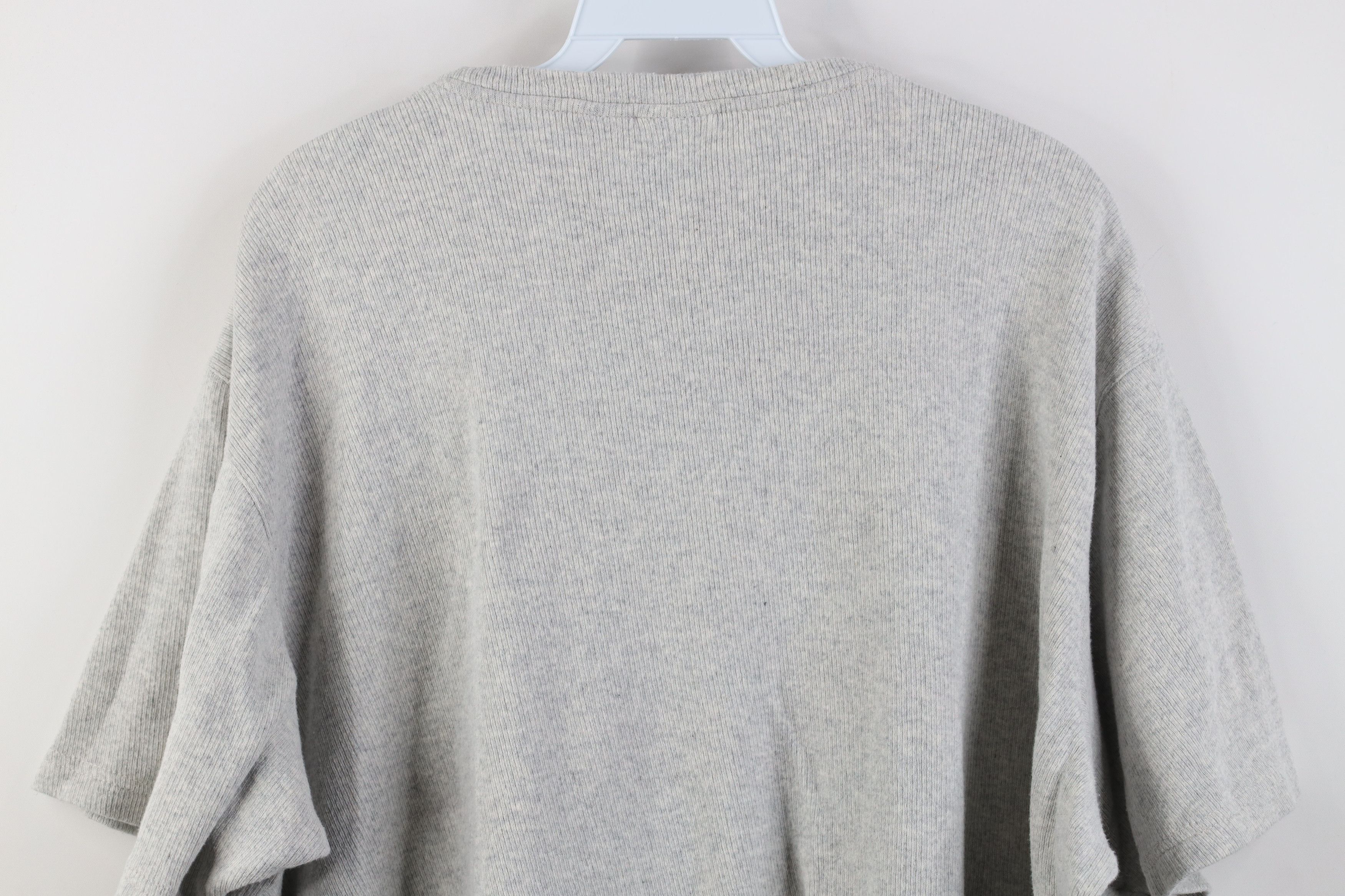 Vintage Vintage 90s Streetwear Boxy Fit Ribbed Knit T-Shirt Gray Size US XL / EU 56 / 4 - 11 Thumbnail