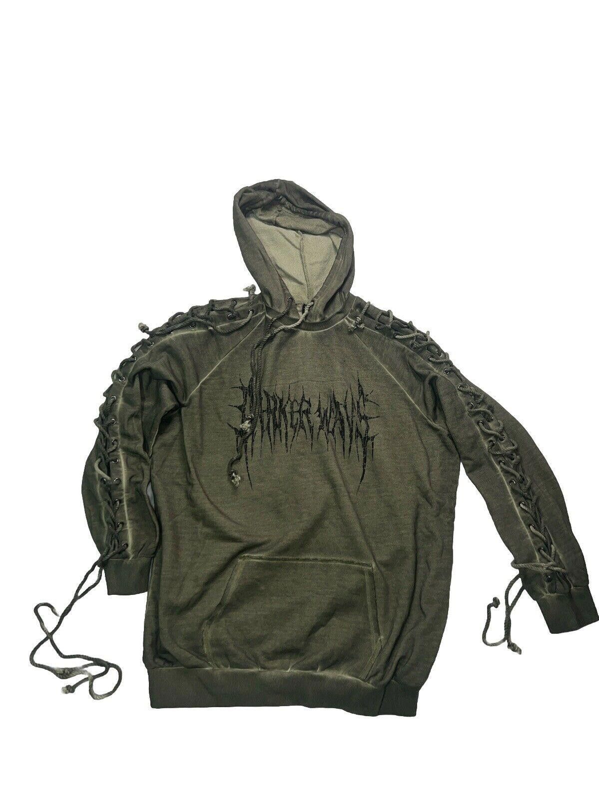 Designer Darker Wavz Tie Hoodie Green Switch Lace Up Hoody Dolls Kill Size US 34 / EU 50 - 1 Thumbnail