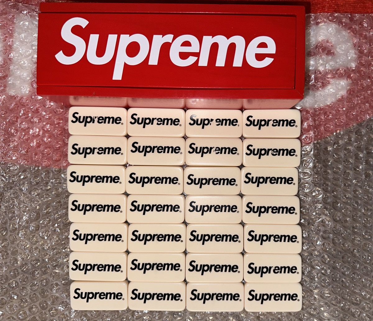 image of Fw12 Supreme Domino Set 2012 Box Logo Bogo OG Dominoes in Red, Men's