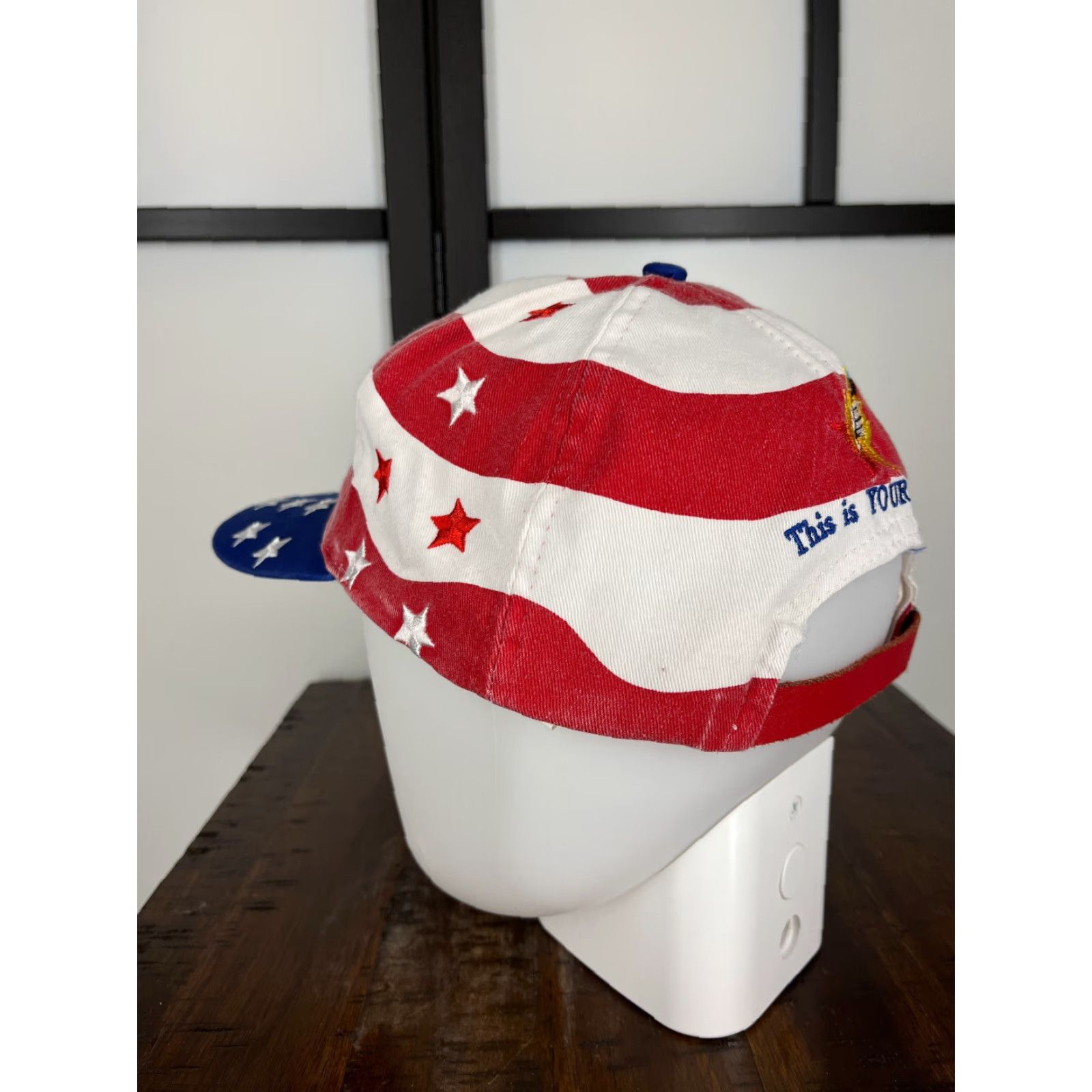 Vintage VINTAGE Nissin Hat Cap Strap Back Adult One Size Blue Red USA Flag 4th July Size ONE SIZE - 5 Thumbnail