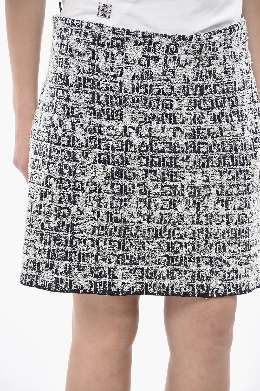 Givenchy og1mm0326 Tweed Mini Skirt in Black & White Size 32" / US 10 / IT 46 - 3 Thumbnail