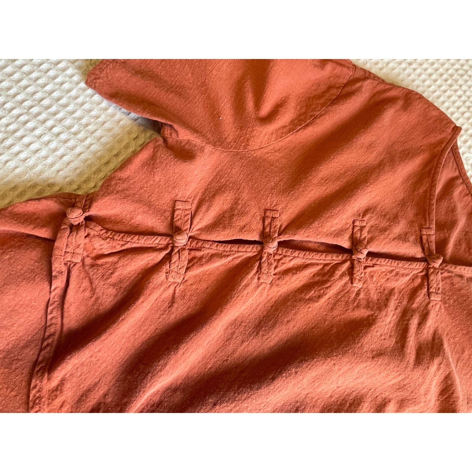 Other Cotton Linen Boho Frog Loop Short Sleeve Orange Tunic Top 2X Size XXL / US 16-18 / IT 52-54 - 8 Thumbnail