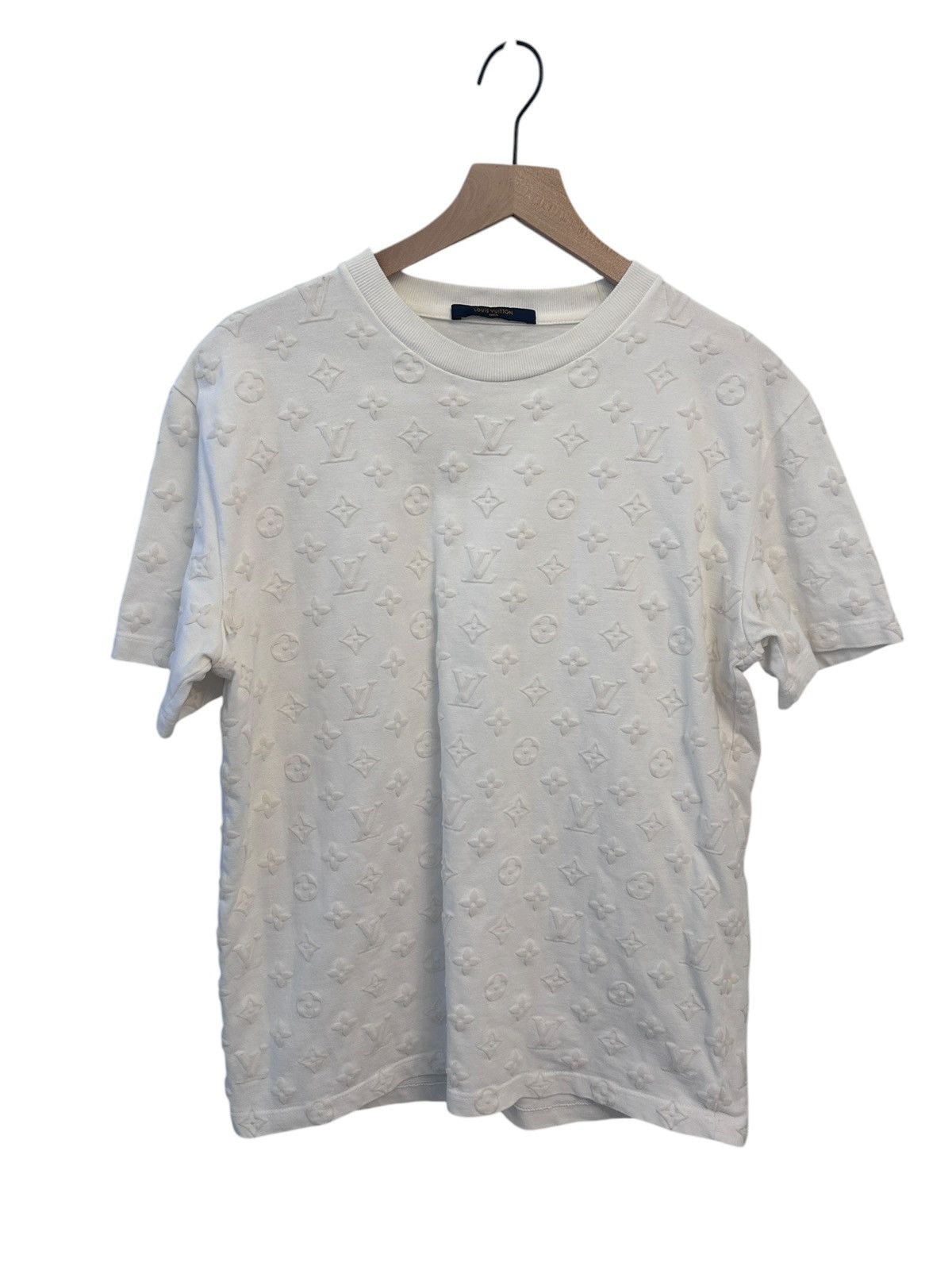 Louis Vuitton Louis Vuitton White Cotton Logo Jacquard Knit T-Shirt Large Size US L / EU 52-54 / 3 - 1 Thumbnail