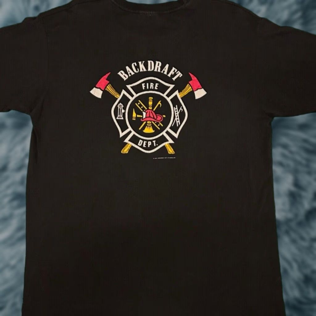 Vintage VINTAGE Universal Studios Backdraft Ride Movie Promo 1991 VTG Shirt Mens L 90s Movie Black Short Sleeve T-Shirt Size US L / EU 52-54 / 3 - 1 Thumbnail