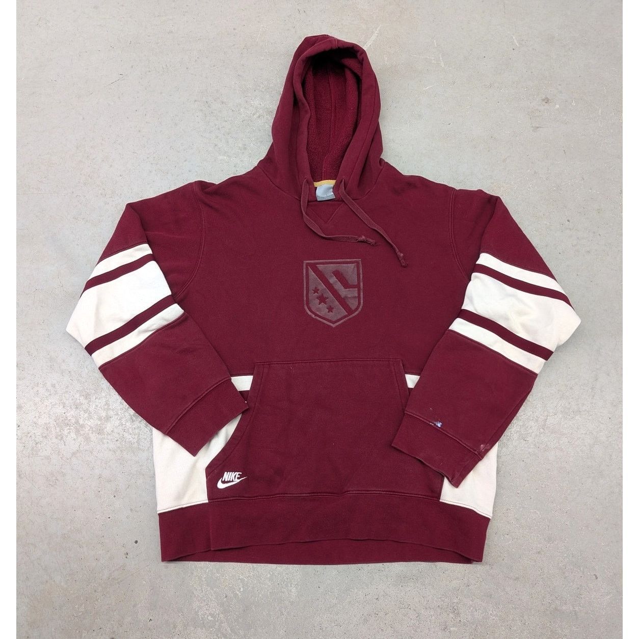 Nike × Vintage 2000s Nike Maroon & White Hockey Stars Hoodie Size US M / EU 48-50 / 2 - 1 Thumbnail