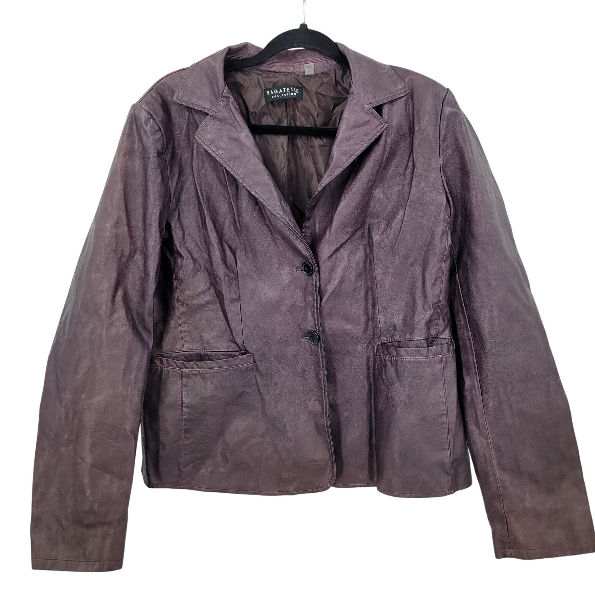 Other Womens Oxblood Vegan Faux Leather Jacket Sz L Eggplant Purpl Size L / US 10 / IT 46 - 10 Thumbnail