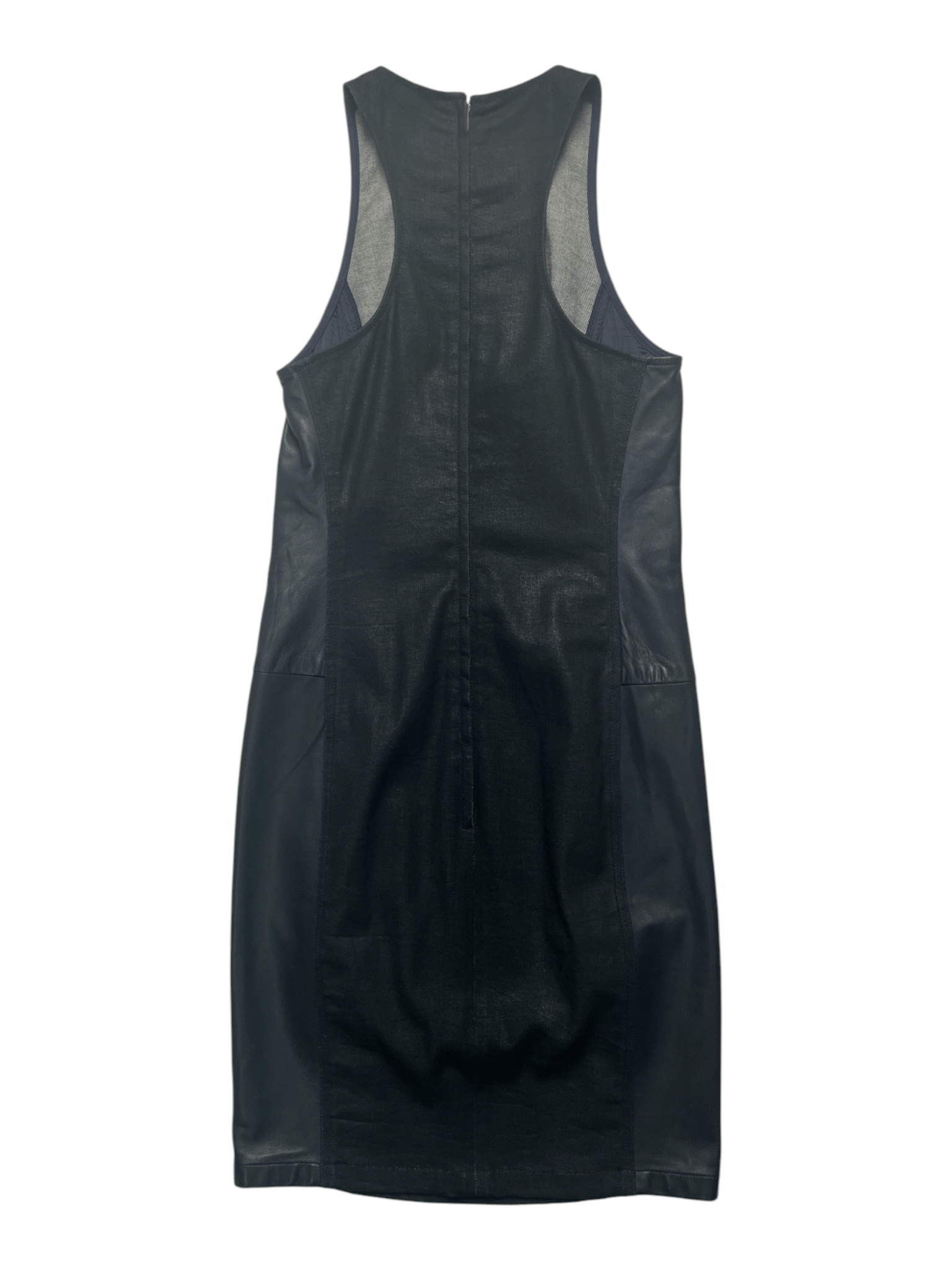Ralph Lauren Ralph Lauren Black Denim Slim Dress With Leather Side Panels Size XS / US 0-2 / IT 36-38 - 2 Thumbnail