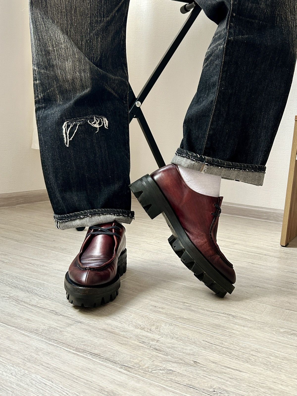 Prada Rare Prada FW13 Runaway Calfskin Burgundy Lug Sole Creepers Size US 9 / EU 42 - 7 Thumbnail